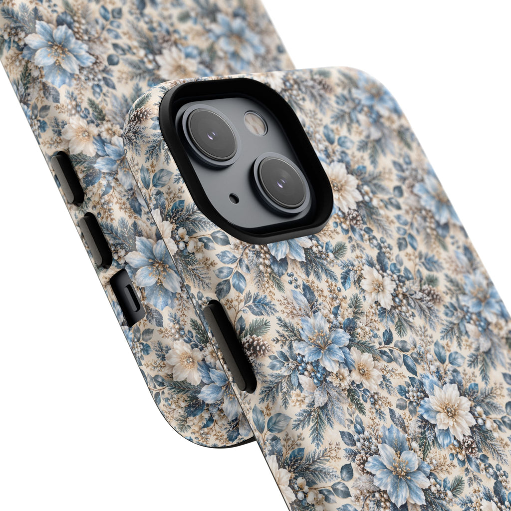Icy Blue Floral MagSafe Tough Phone Case