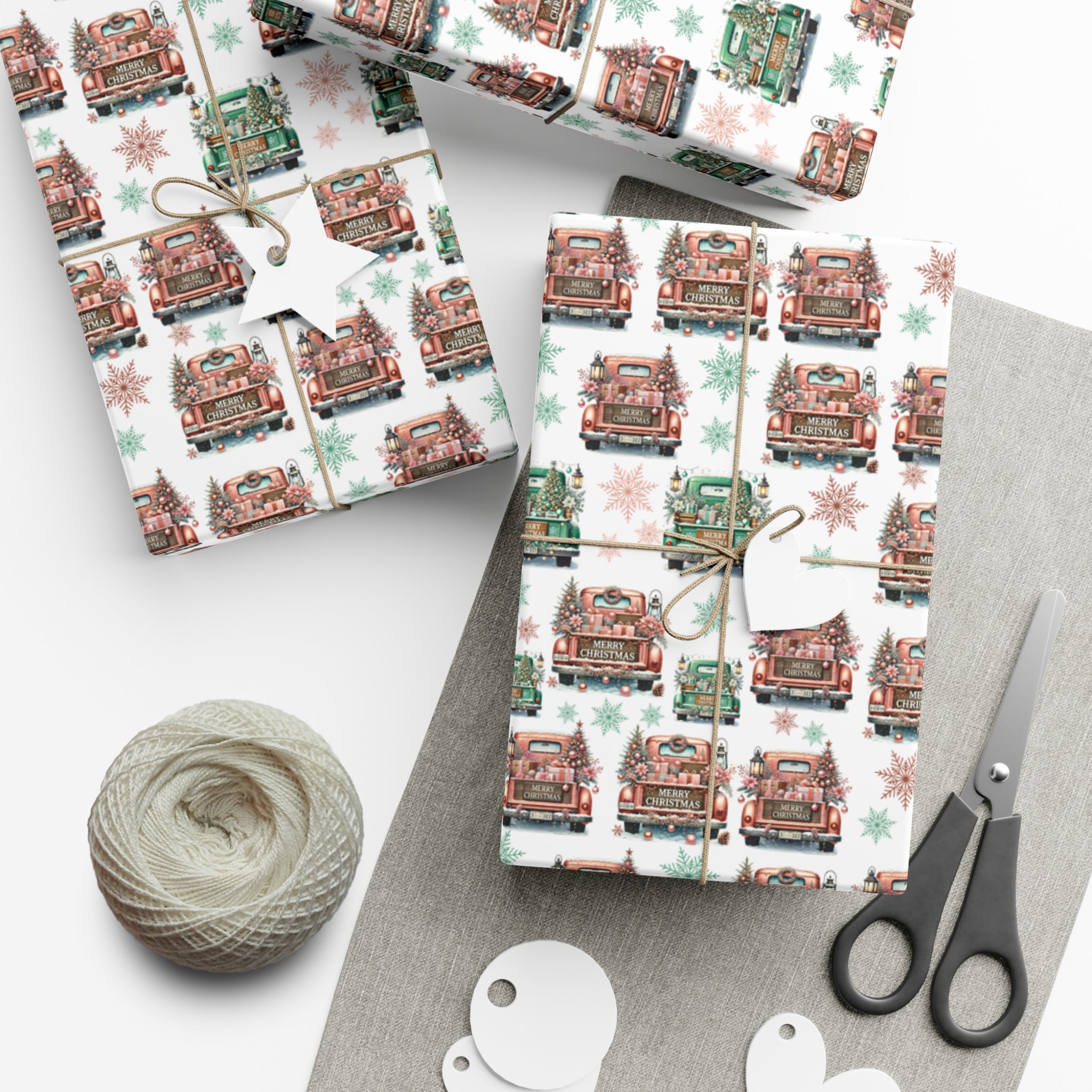 Charming Pink & Mint Green Christmas Pickup Gift Wrap Paper – Festive and Unique Holiday Wrapping, Perfect for Adding a Playful Touch to Your Gifts - MRSBYVALLE
