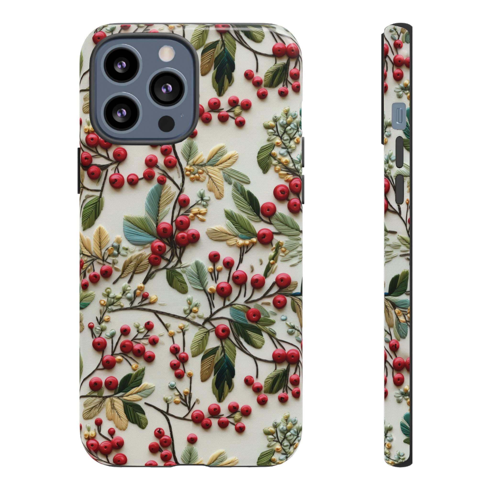 Holly Christmas Wildflowers Boho Chic Design Phone Case - Stylish, Protective Cover for All Models Gift for Mom Accessory Gift for Her