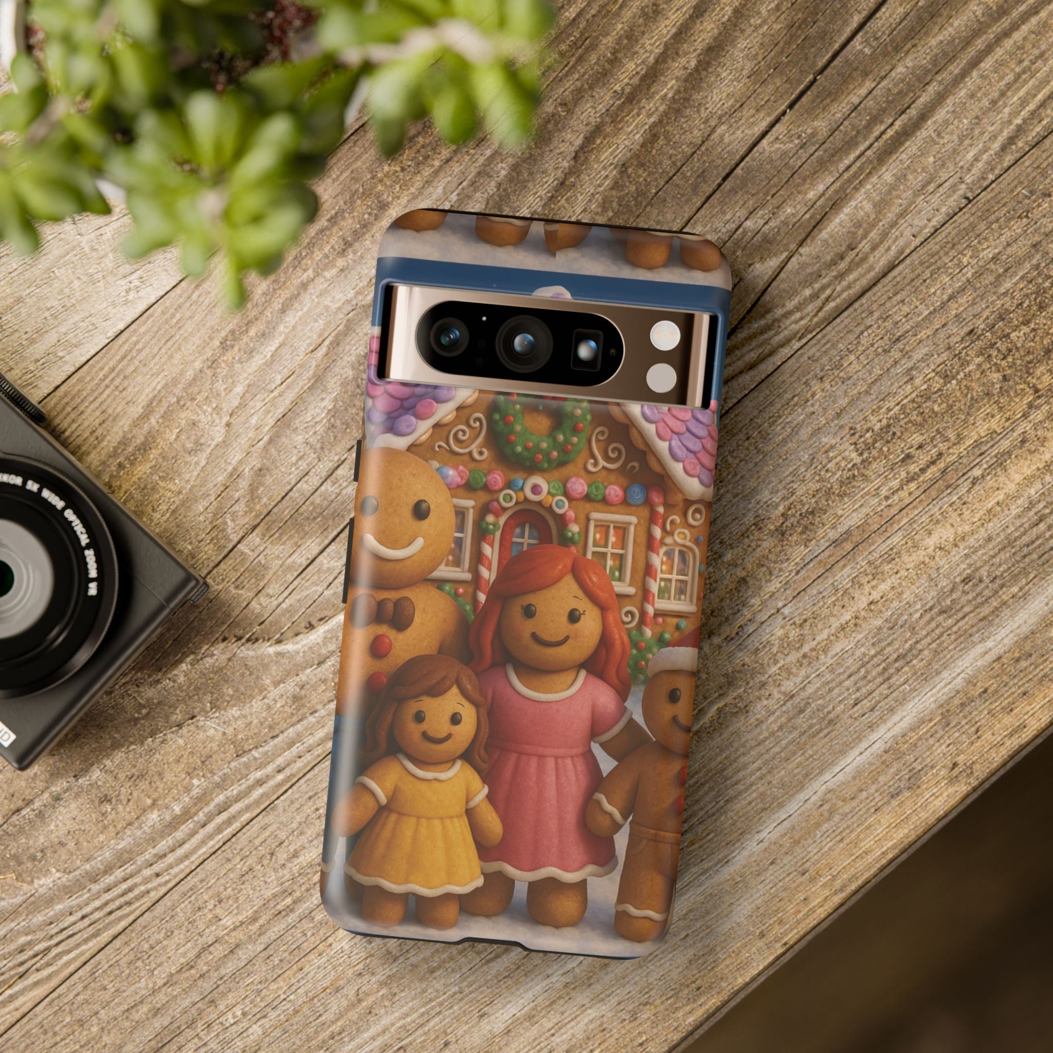 Coque de téléphone esthétique Famille en Pain d'Épices – Design d'inspiration vintage sur le thème de Noël – Étui stylé pour modèles iPhone et Samsung Galaxy