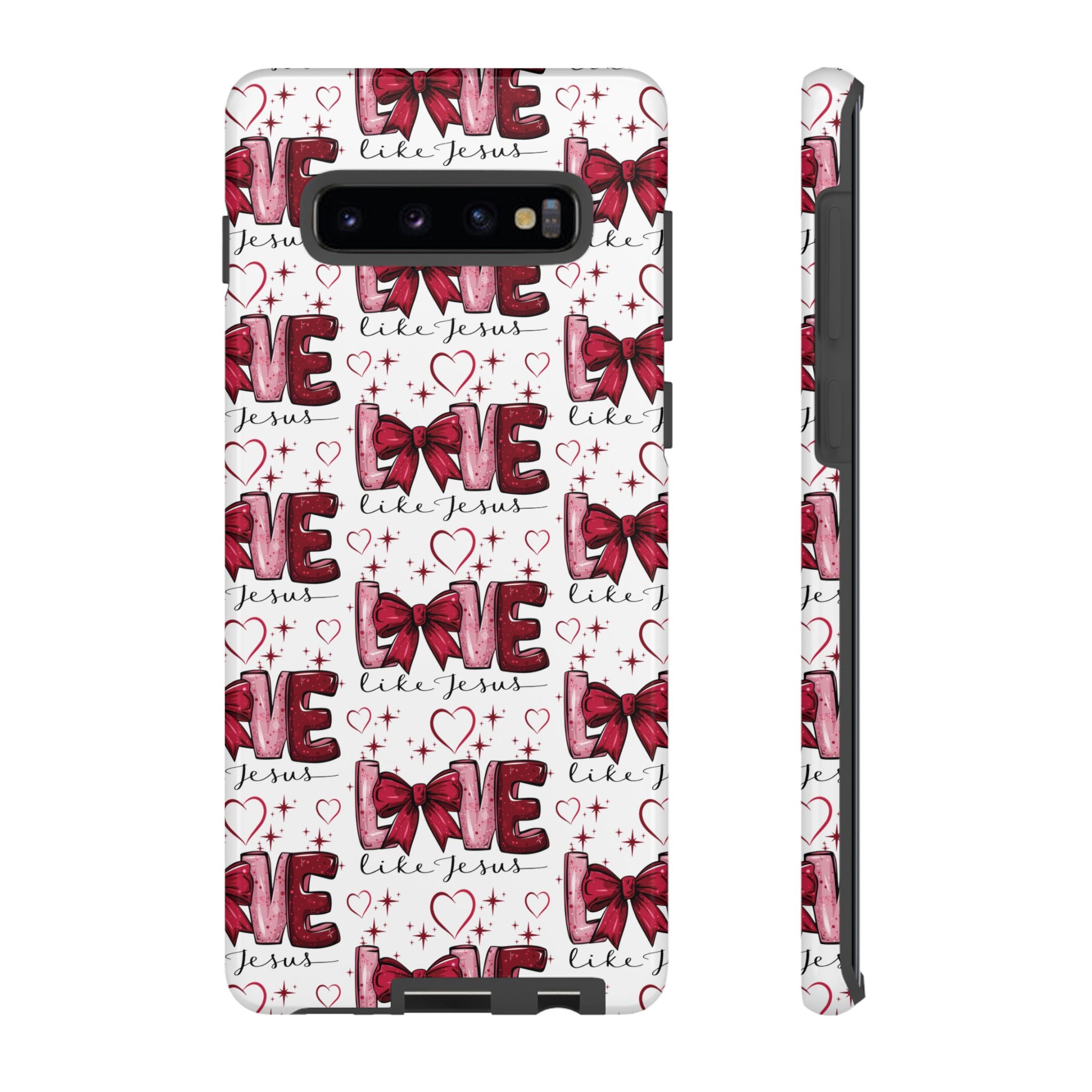 Love Like Jesus Red Bows and Hearts—Tough, Faithful Phone Cases & Religious iPhone Accessories: Protect Your Device & Show Your Faith