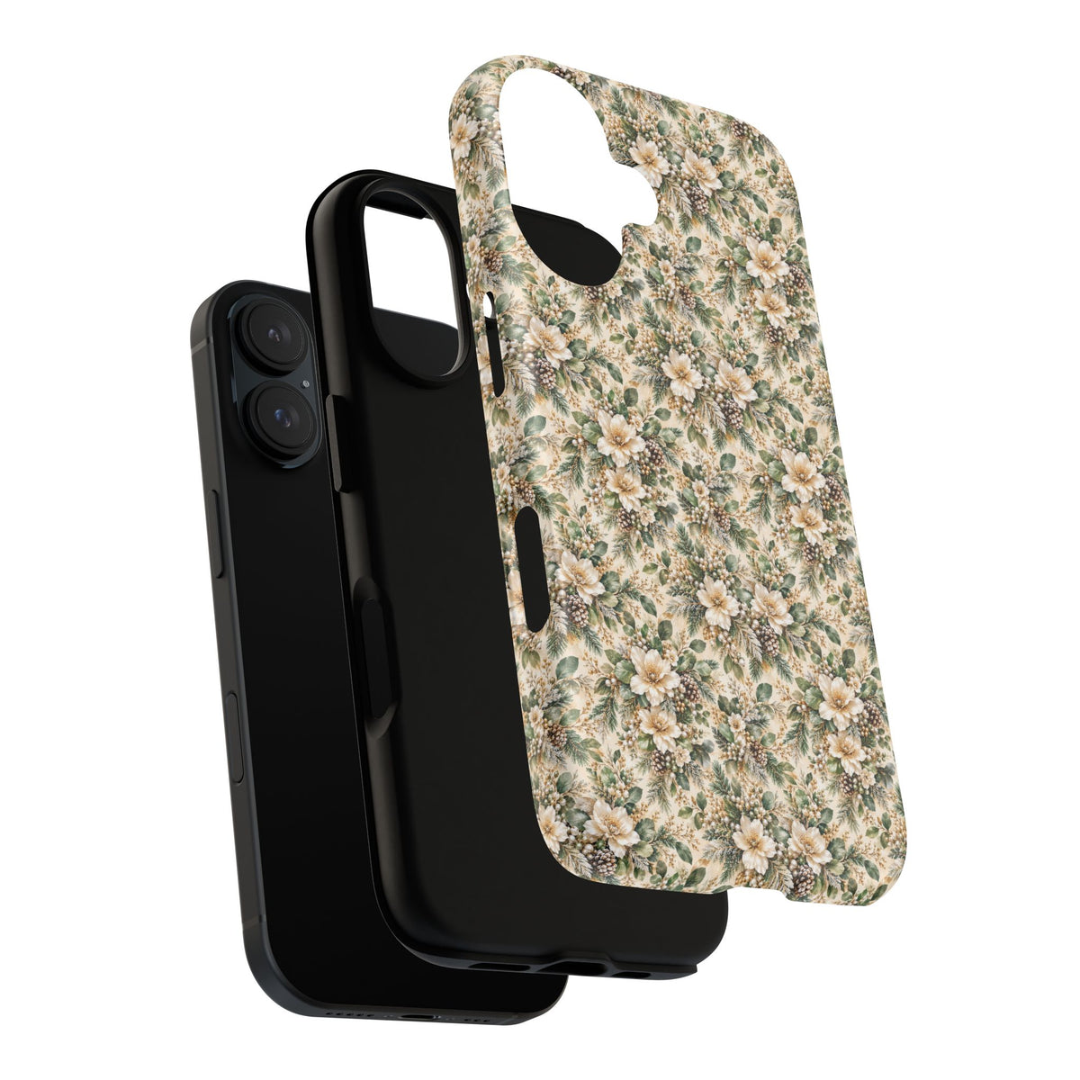 Sage Green & Champagne Floral MagSafe Tough Phone Case