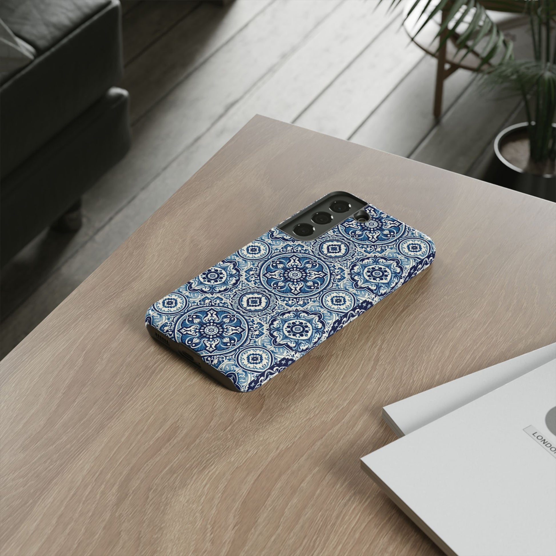 Azulejo Tile Phone Case Elegant Mediterranean Blue Porcelain Design iPhone 17, 16, 15, Samsung iPhone Samsung Accessory Gift for Her