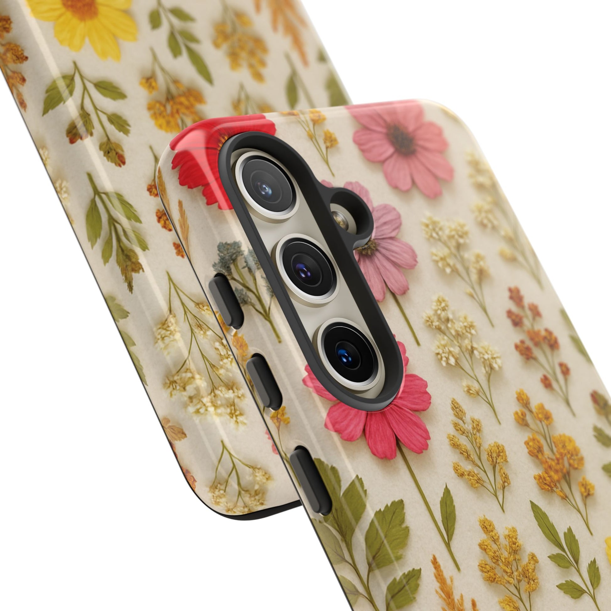 Dried Flowers Illusion Phone Case – Realistic Botanical Aesthetic, Colorful Pressed Floral Art, Trendy Nature-Inspired Protective Cover  iPhone & Samsung Models