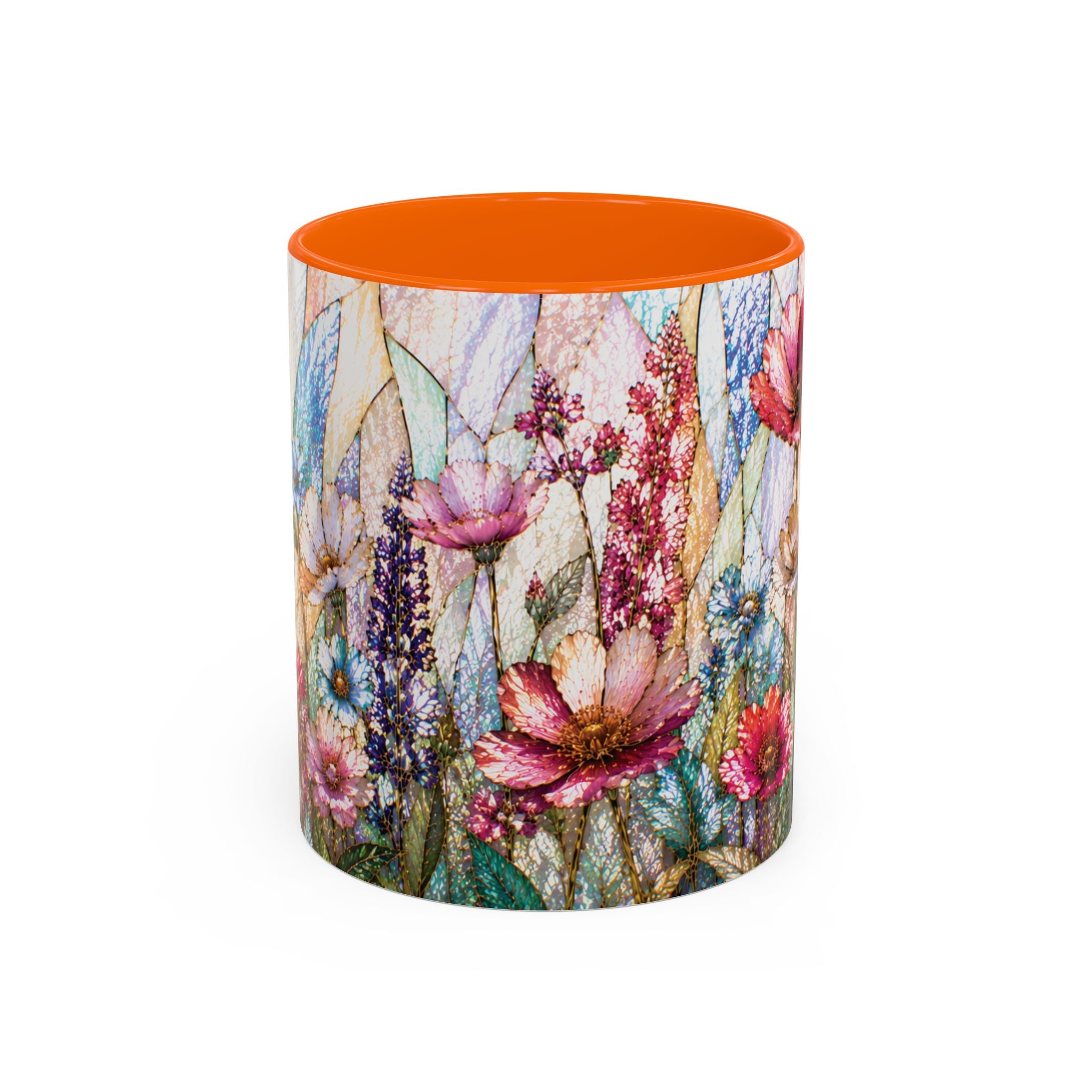 Wildflower Watercolor Coffee Mug Vibrant Wildflower Accent 11/15oz Stain Glass Illusion