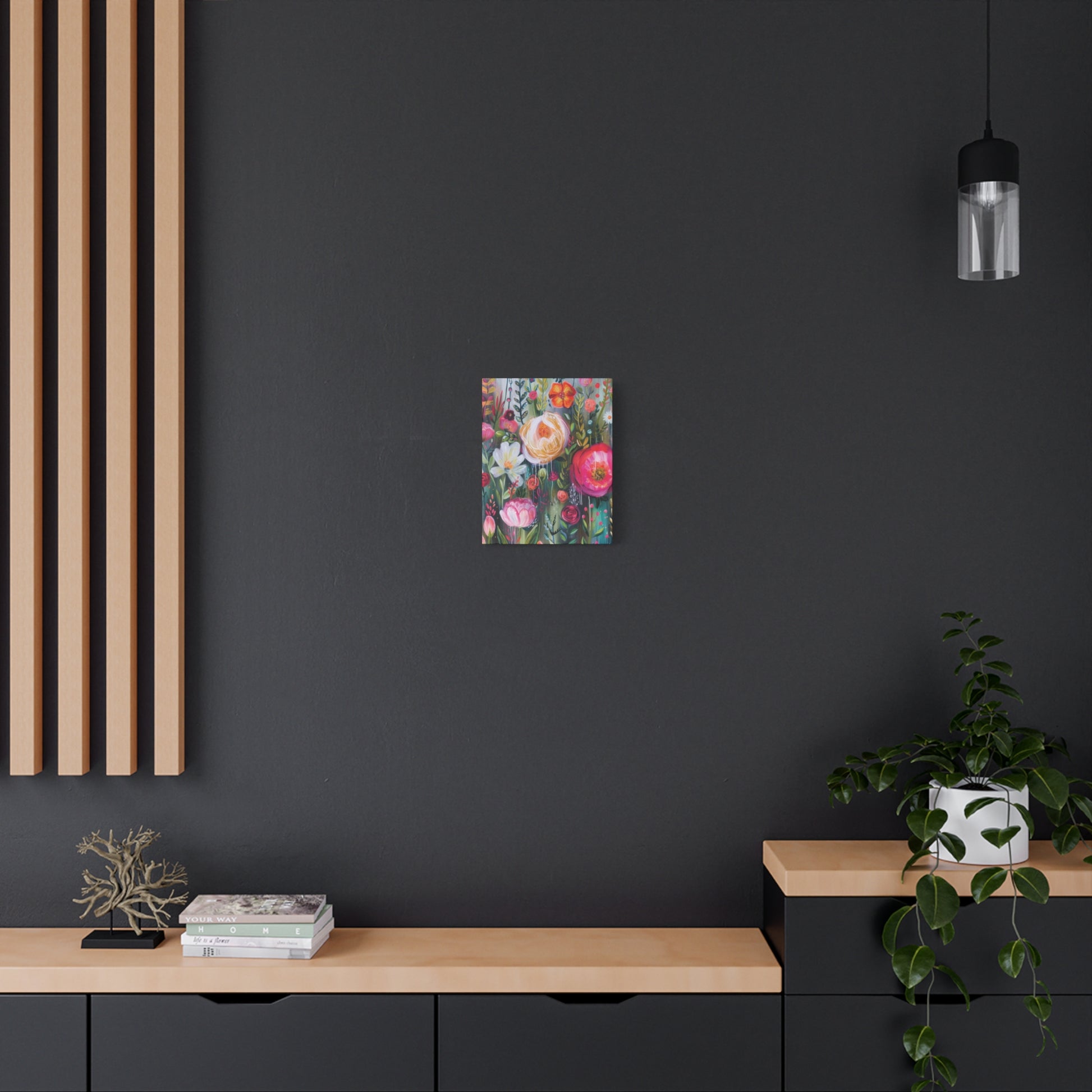 Watercolor Boho Floral Wall Art Matte Canvas Stretched, Vibrant Botanical Design, Perfect for Living Room, Bedroom, or Office Decor, Adds a Stylish Touch to Any Space - MRSBYVALLE