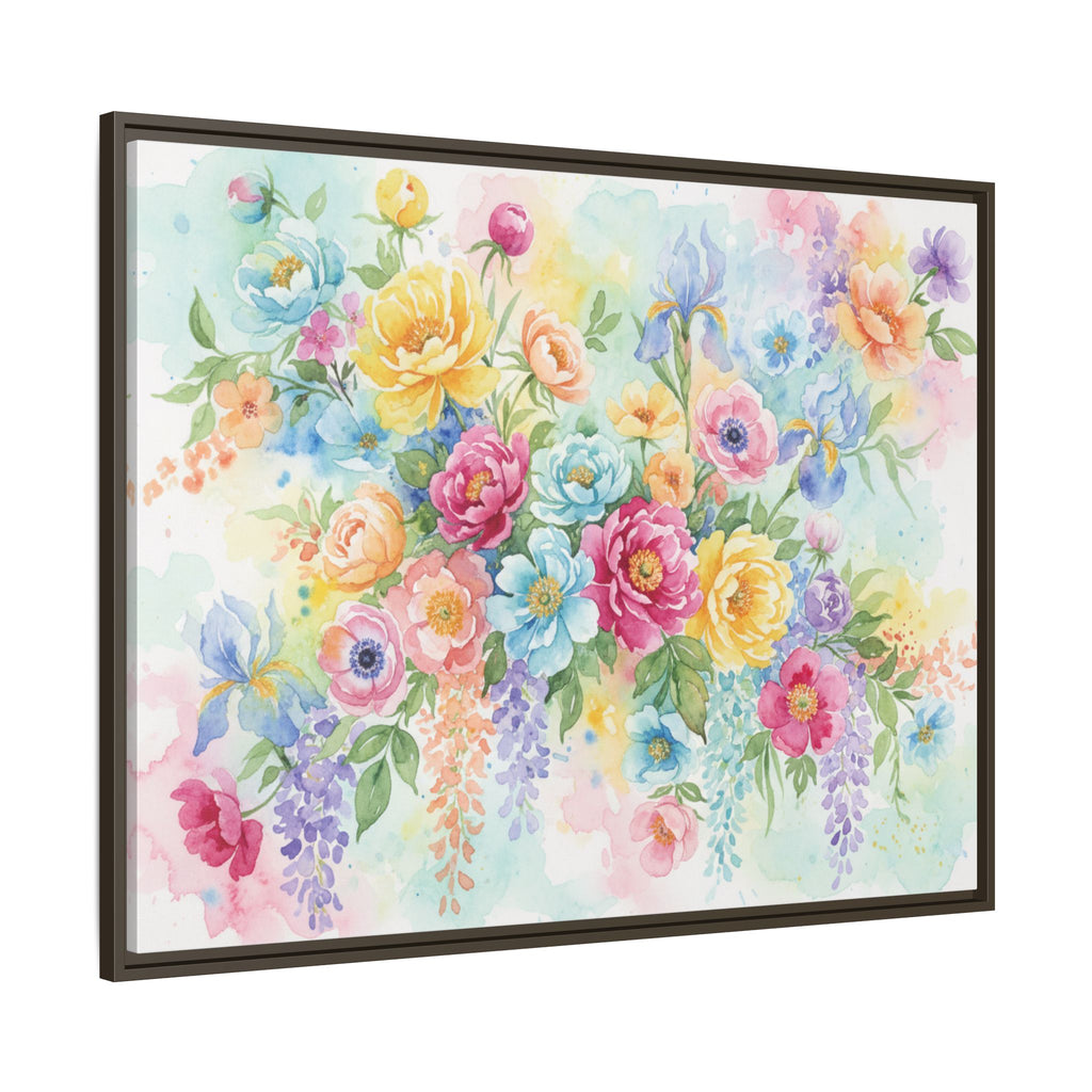 Toile Bouquet Floral Aquarelle, Art Mural Mat Encadré | Art Mural Multicolore