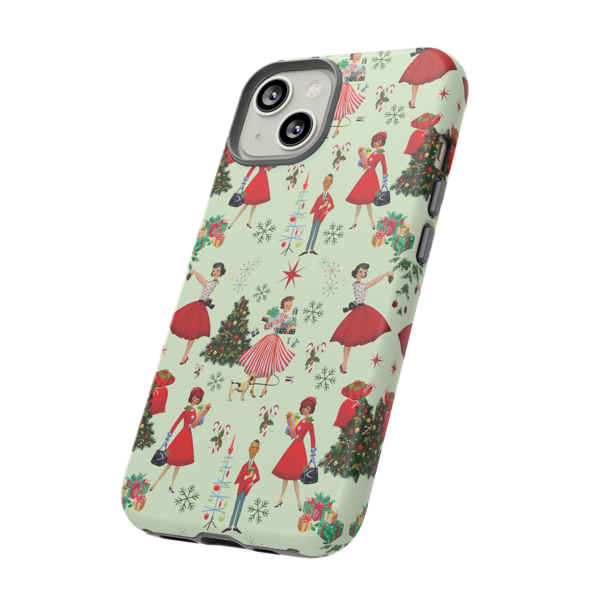 1950s Vintage Phone Case - Retro Christmas Design | Unique Holiday Protection for Your Device | Stylish & Durable Cover Gift for Her Phone 15, Samsung iPhone Samsung Accessory Gift for Her