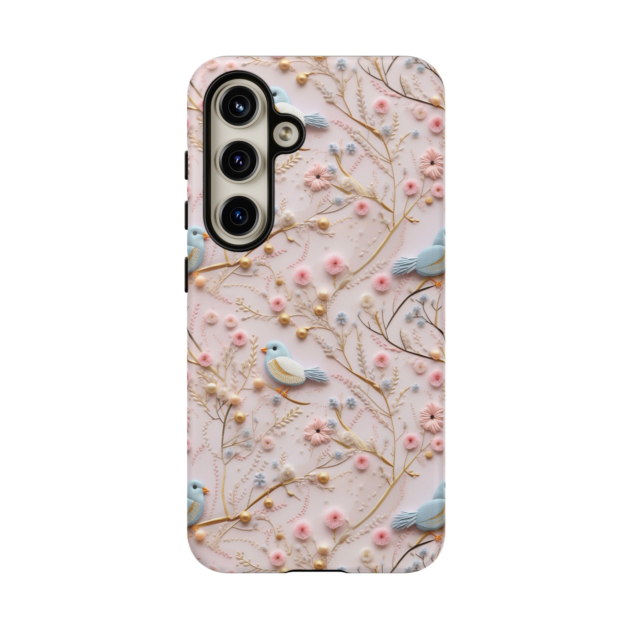 3D Birds Elegant Faux Flowers Phone Case Stylish & Durable for iPhone Samsung Gift iPhone 15, 14, 13 Samsung Pixel Gift for Mom Accessory Gift for Her