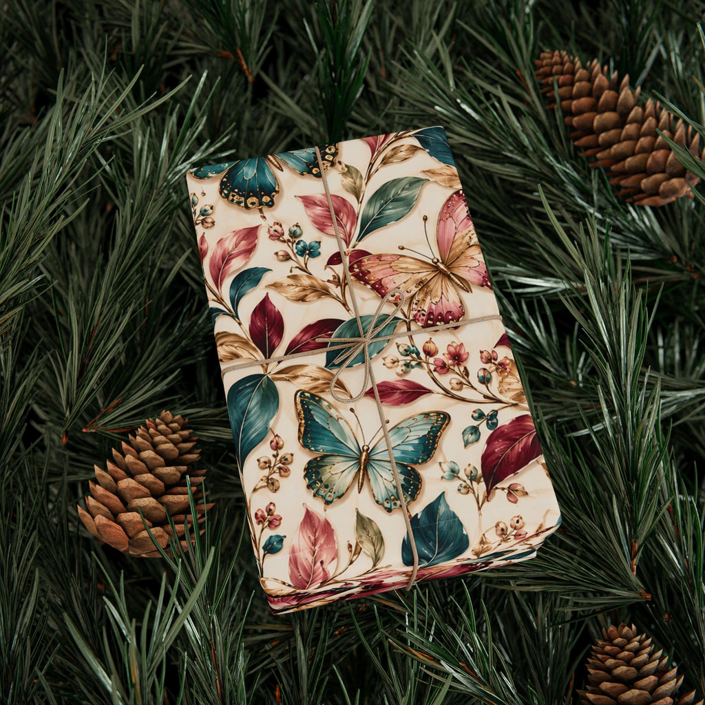 Vintage Butterfly Floral Wrapping Paper
