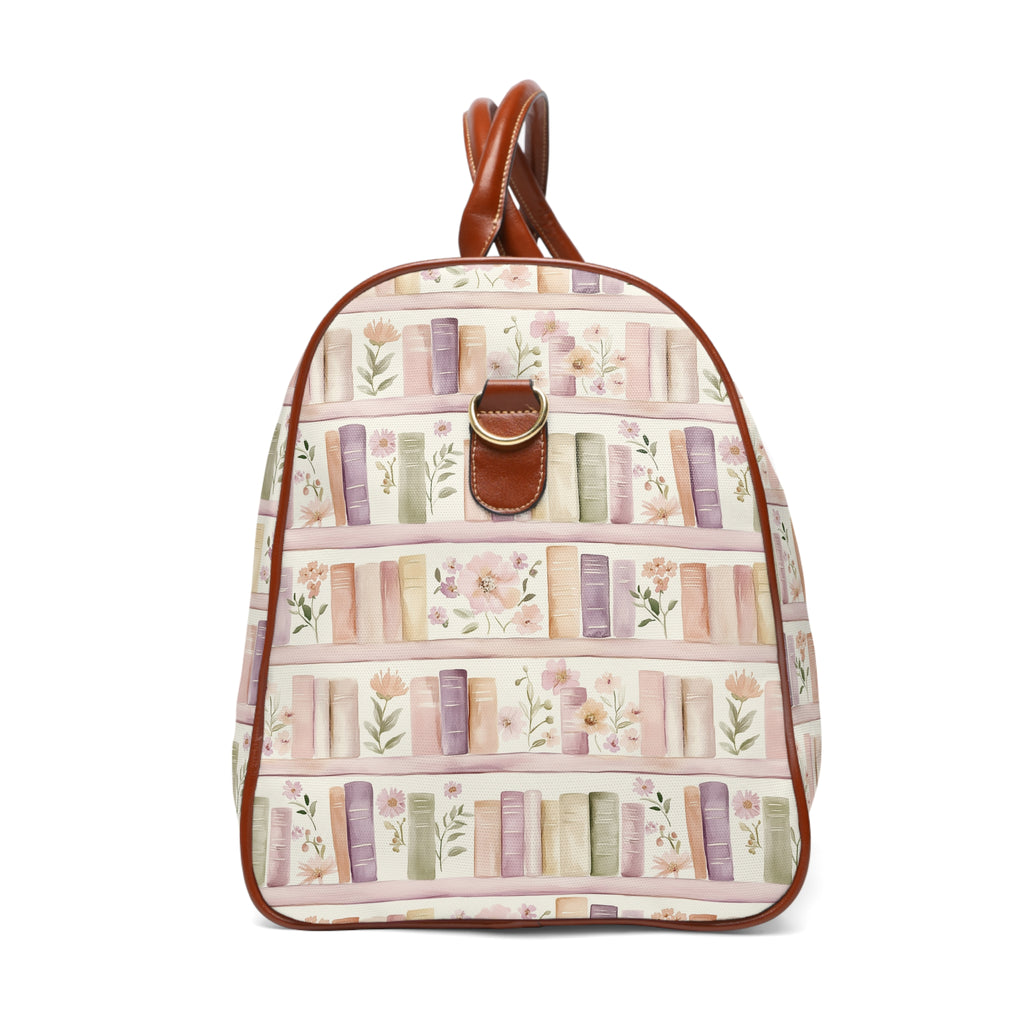 Lavender Books & Floral Weekend Travel Bag — Waterproof Travel Bag