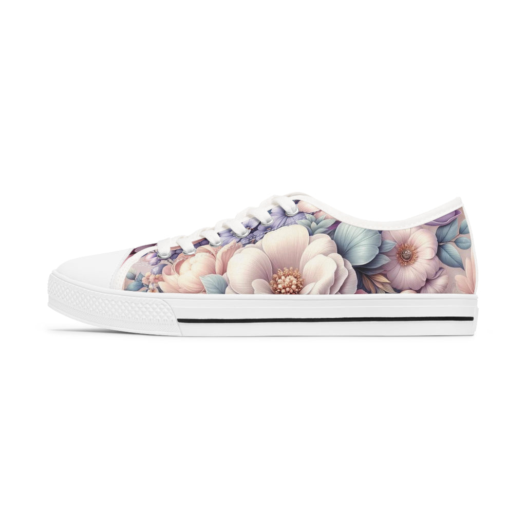 Women's Low Top Sneakers Breathable Polyester Canvas, Lightweight Stylish Floral Pastel Design, Comfortable All-Day Wear, Perfect for Walking and Everyday Activities - MRSBYVALLE