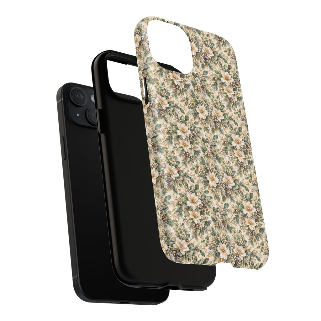 Sage Green & Champagne Floral MagSafe Tough Phone Case