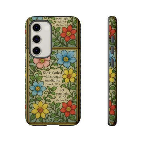 Pastel Floral Stained Glass Bible Verse Phone Case Christian Affirmation, Soft Faith Design, iPhone Samsung Google, Inspirational Gift for HerGift for Christians
