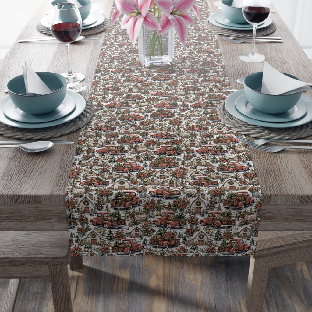 Autumn Harvest Table Runner — Rustic Farmhouse Cotton-Poly Dining Decor