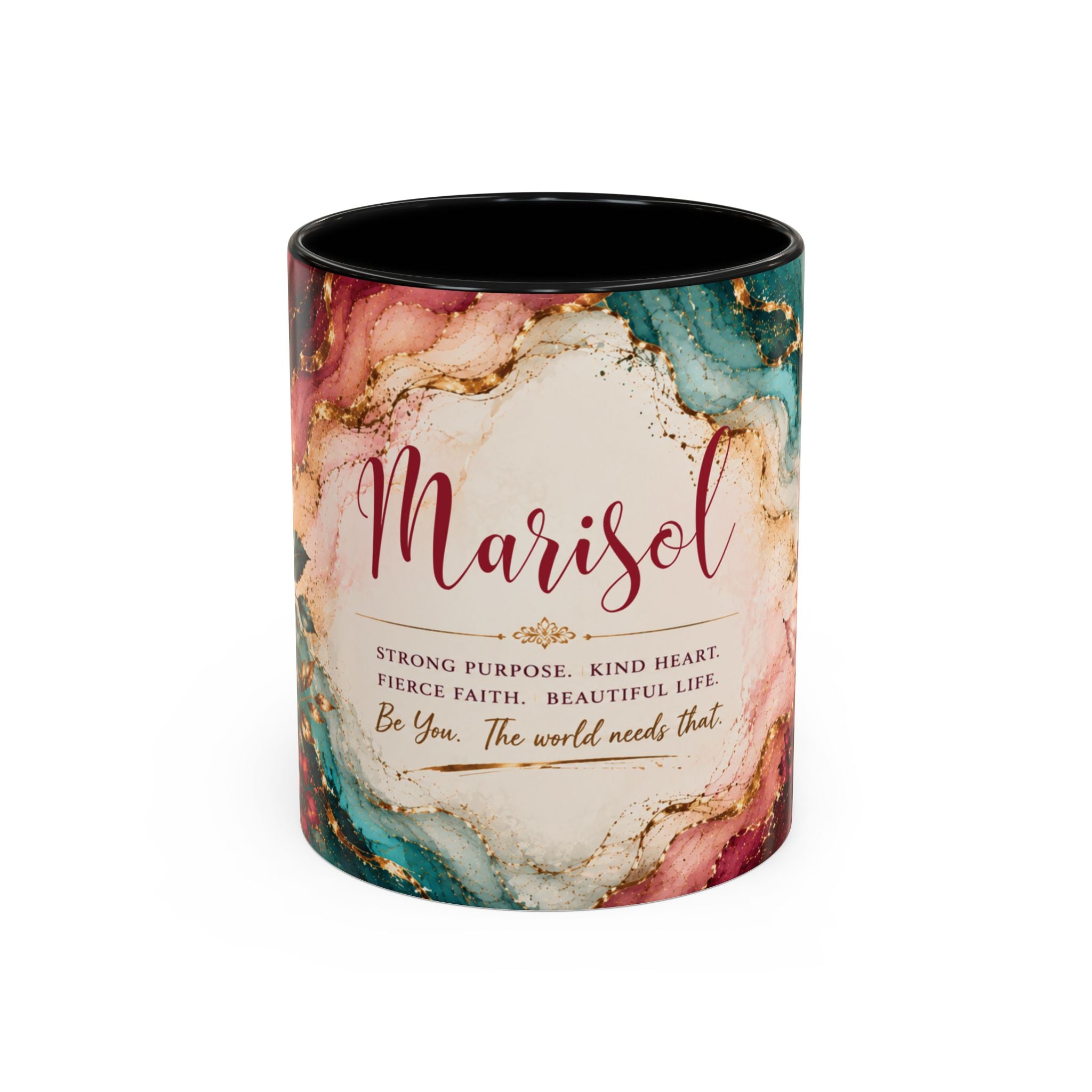 Personalized Name Mug for Women, Inspirational Color Handle Coffee Mug, 11 oz or 15 oz Gift for Her