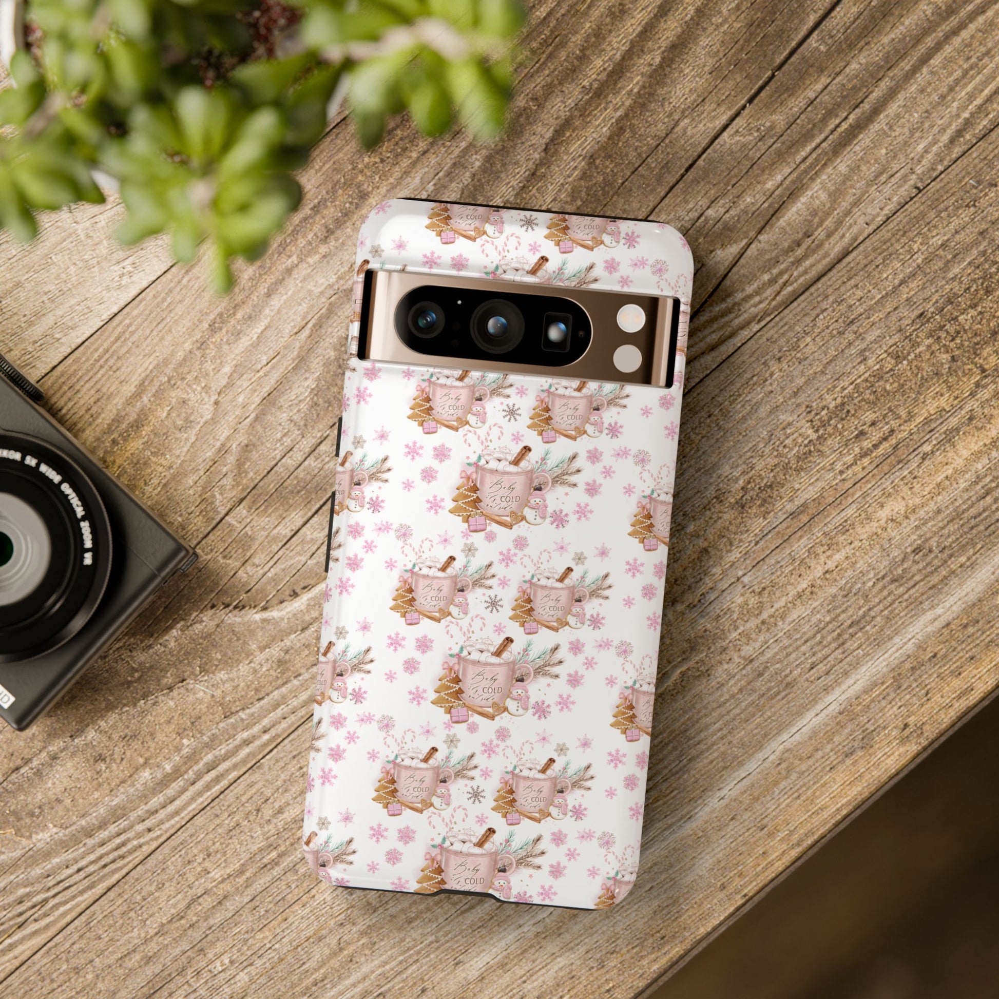 Baby it's Cold Outside Pink and White Phone Case Unique Holiday Protection for Your Device | Stylish & Durable Cover Gift for Her Phone 15, Samsung iPhone Samsung Accessory Gift for Her