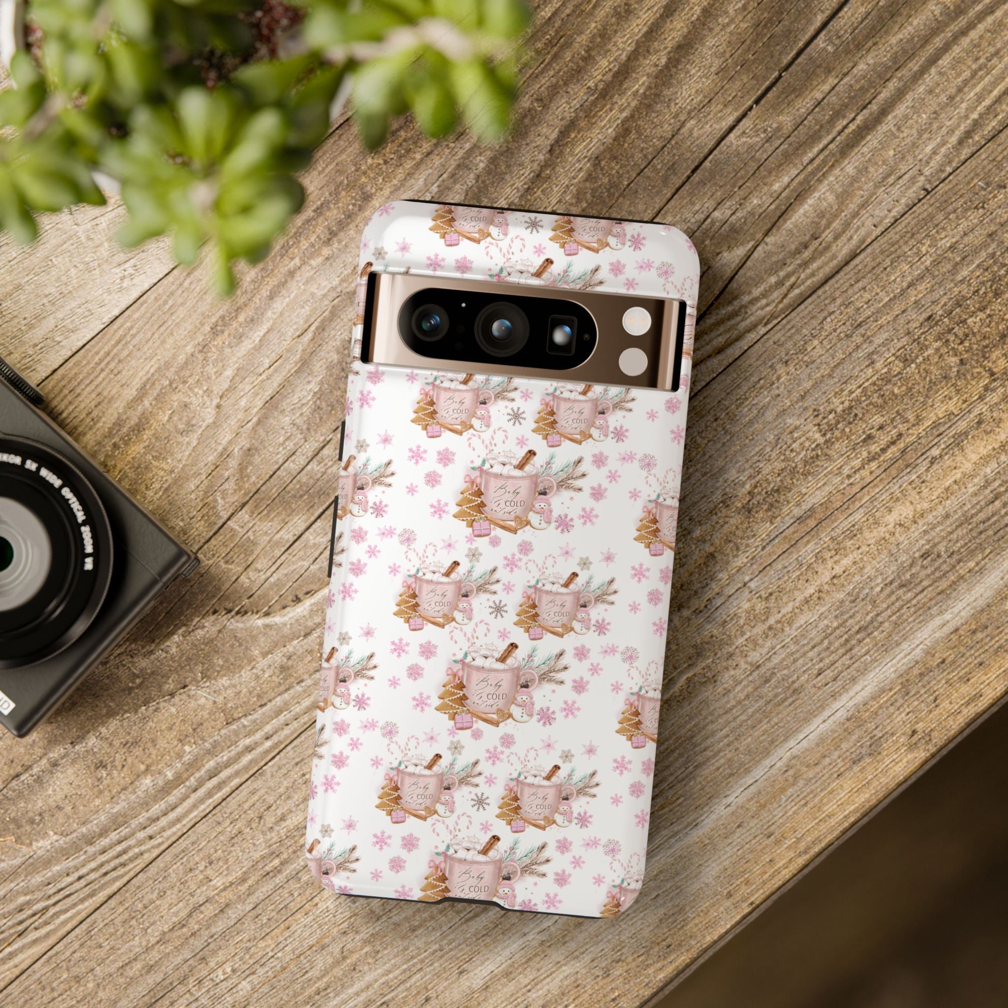 Baby it's Cold Outside Pink and White Phone Case Unique Holiday Protection for Your Device | Stylish & Durable Cover Gift for Her Phone 15, Samsung iPhone Samsung Accessory Gift for Her