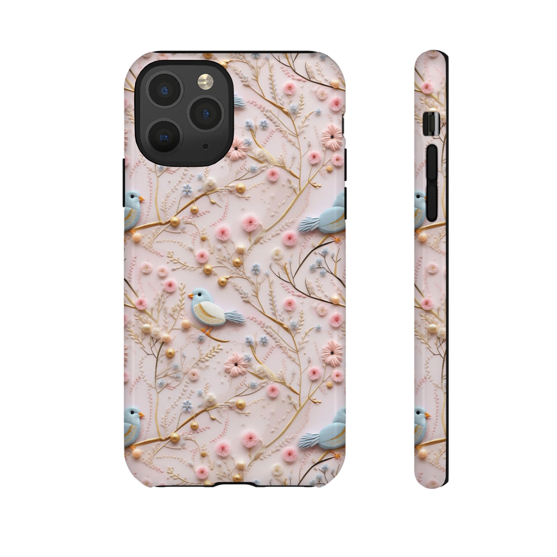 3D Birds Elegant Faux Flowers Phone Case Stylish & Durable for iPhone Samsung Gift iPhone 15, 14, 13 Samsung Pixel Gift for Mom Accessory Gift for Her