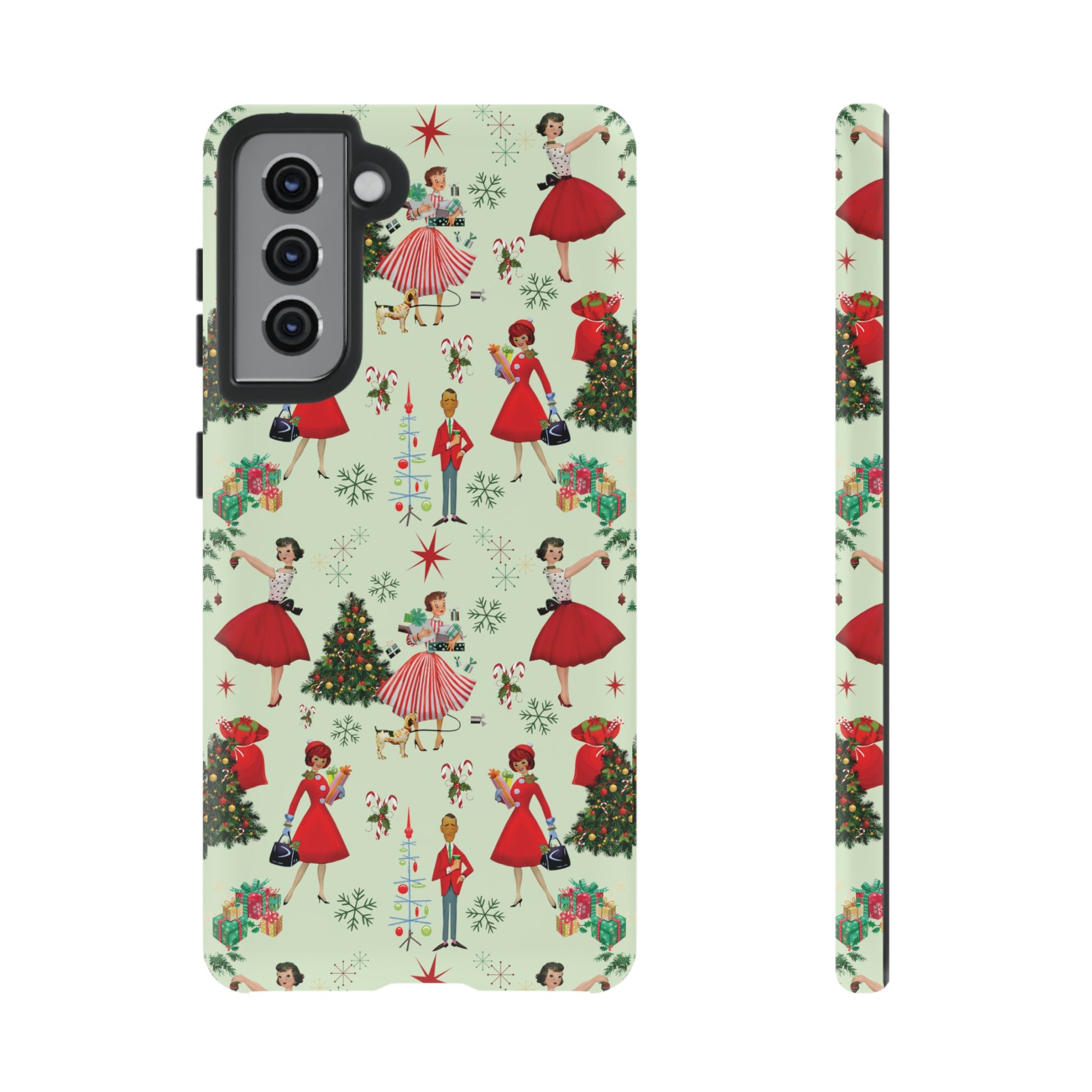 1950s Vintage Phone Case - Retro Christmas Design | Unique Holiday Protection for Your Device | Stylish & Durable Cover Gift for Her Phone 15, Samsung iPhone Samsung Accessory Gift for Her