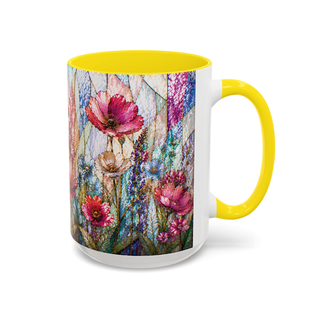 Wildflower Watercolor Coffee Mug Vibrant Wildflower Accent 11/15oz Stain Glass Illusion