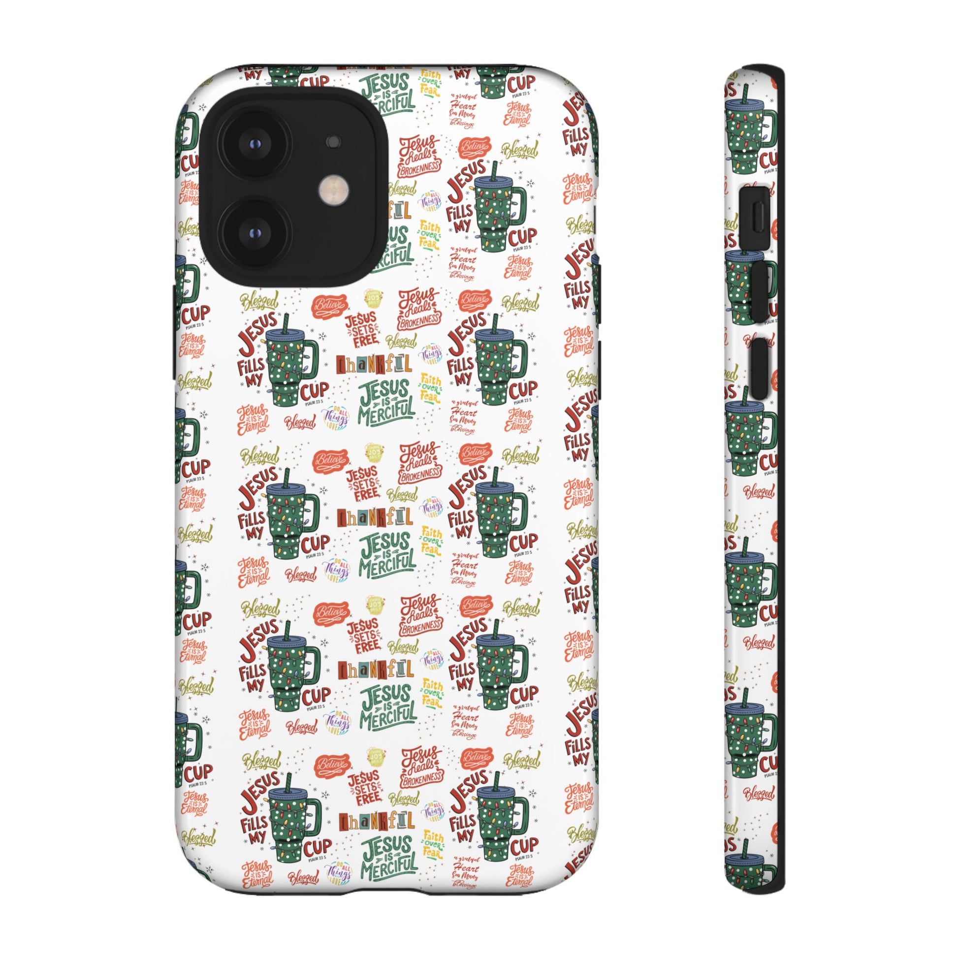 Jesus Fill My Cup Phone Case Cute Floral Design in Red, Pink, Blue – Aesthetic Protective Case for iPhone and  Android