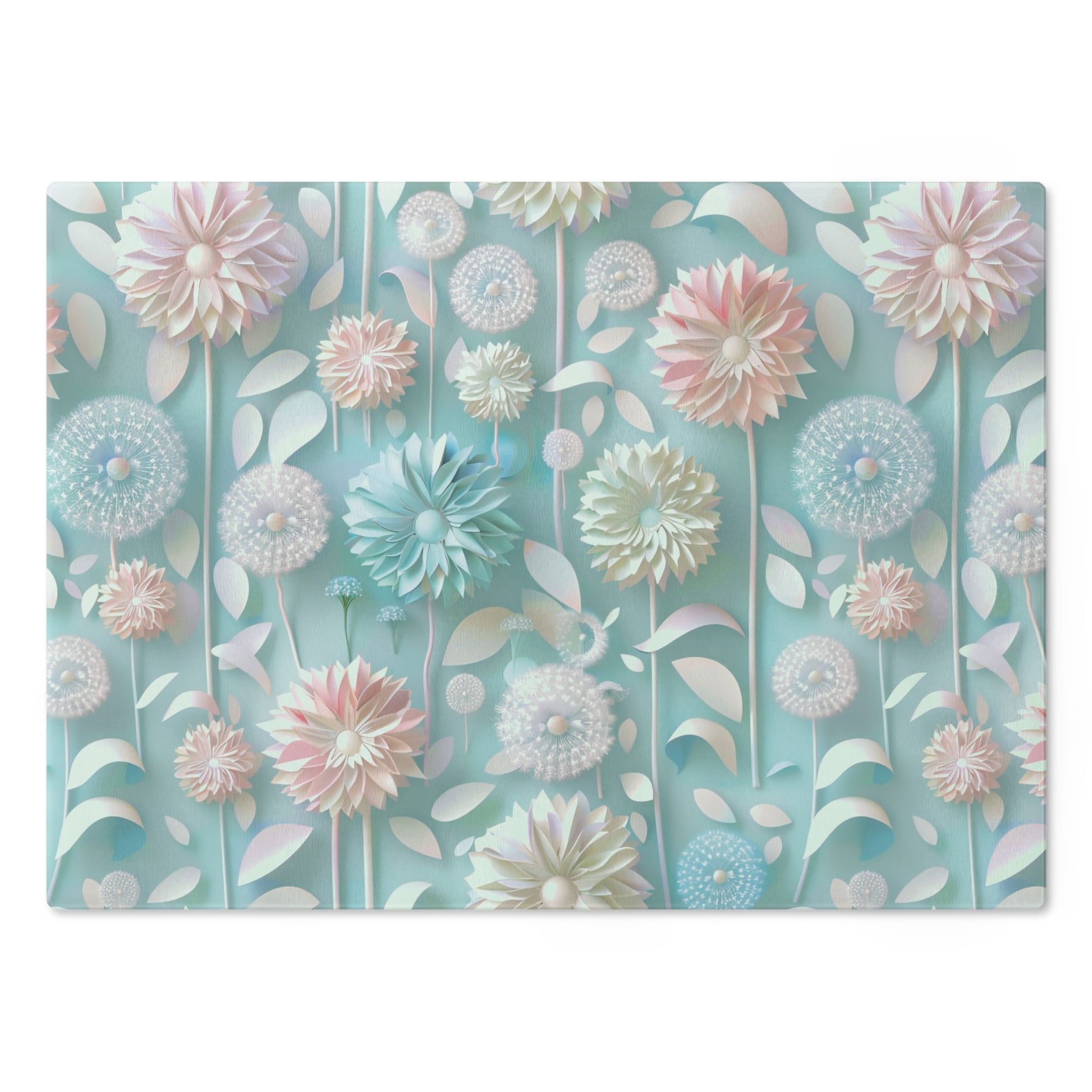 Pastel Floral Tempered Glass Cutting Board | Durable and Heat-Resistant | Non-Slip Feet for Stability | Scratch-Resistant Surface | Stylish Kitchen Decor & Gift