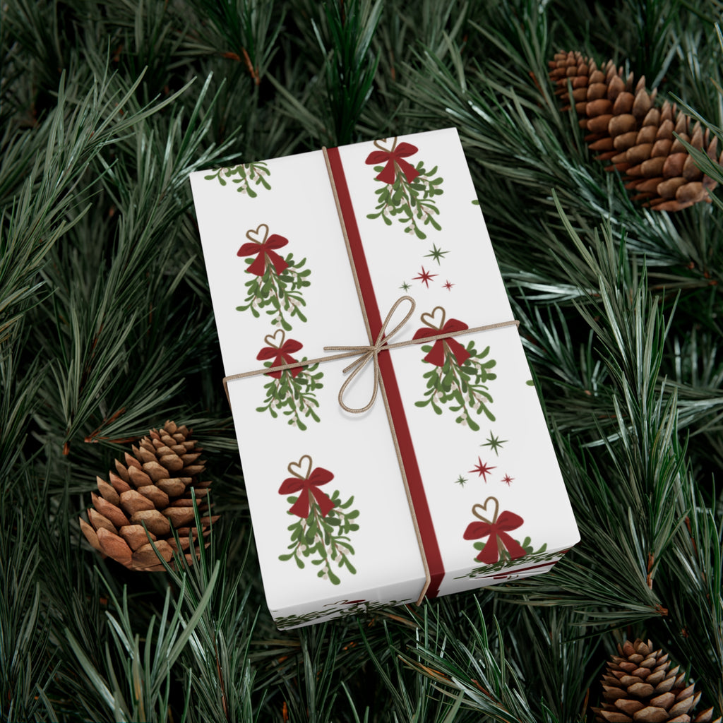 Mistletoe Christmas Wrapping Paper | Elegant 3D Holiday Gift Wrap | Christmas Wrapping paper