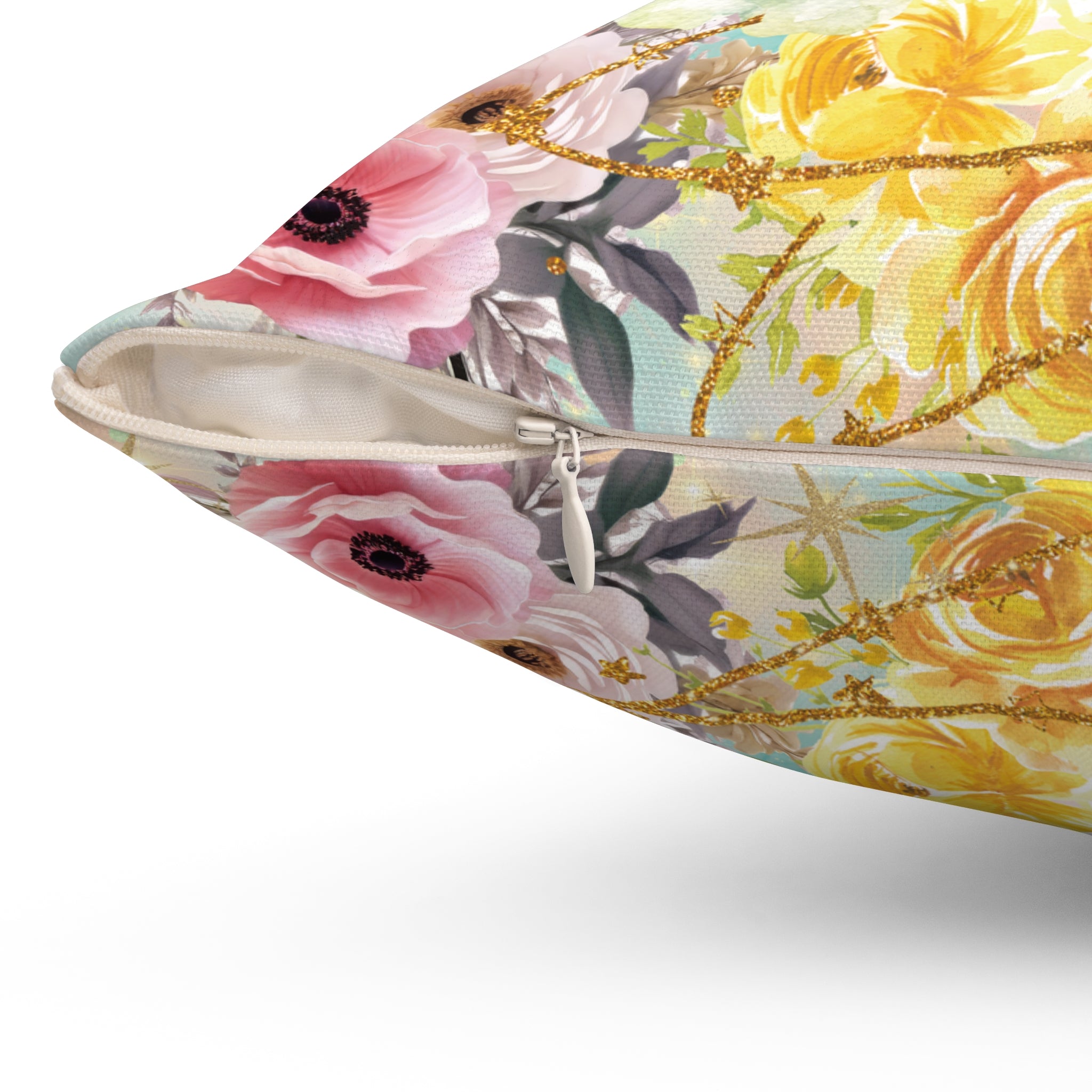 Pastel Luxury Floral Square Pillow – Colorful Botanical Print for Home Decor, Add Cozy Elegance to Your Living Room, Bedroom, or Reading Nook