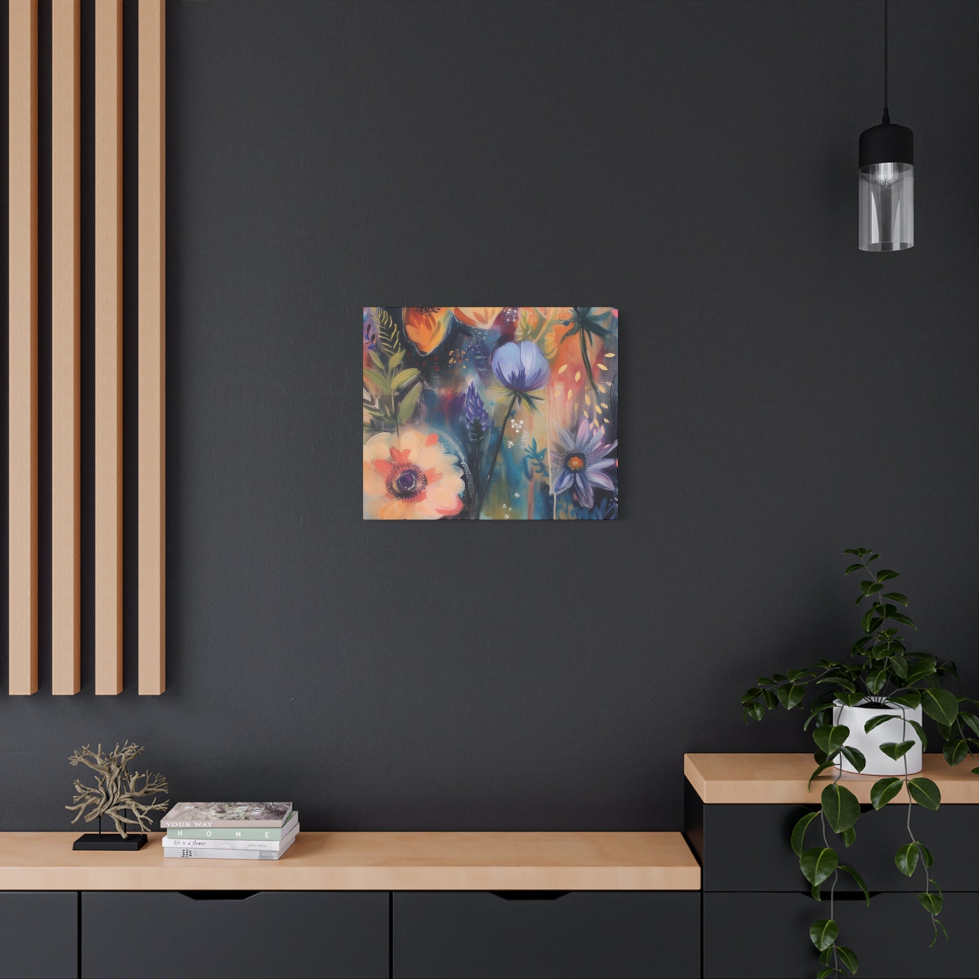 Boho Floral Wall Art Matte Canvas Stretched, Vibrant Botanical Design, Perfect for Living Room, Bedroom, or Office Decor, Adds a Stylish Touch to Any Space1.25" - MRSBYVALLE