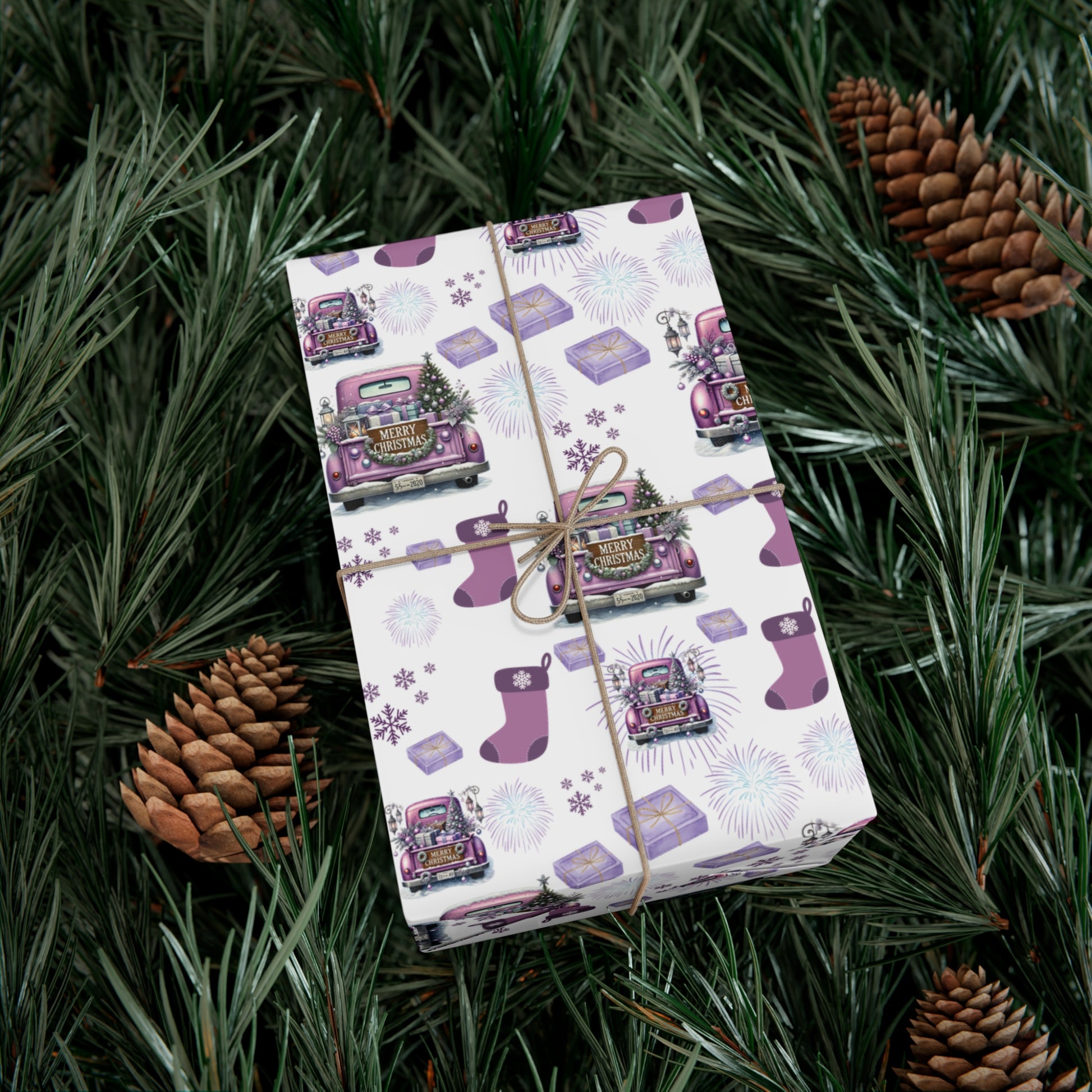 Elegant Lavender Christmas Wrapping Paper Soft Pastel Design with Snowflakes and Sparkling Accents, Perfect for Adding a Unique Touch to Your Holiday Gifts - MRSBYVALLE