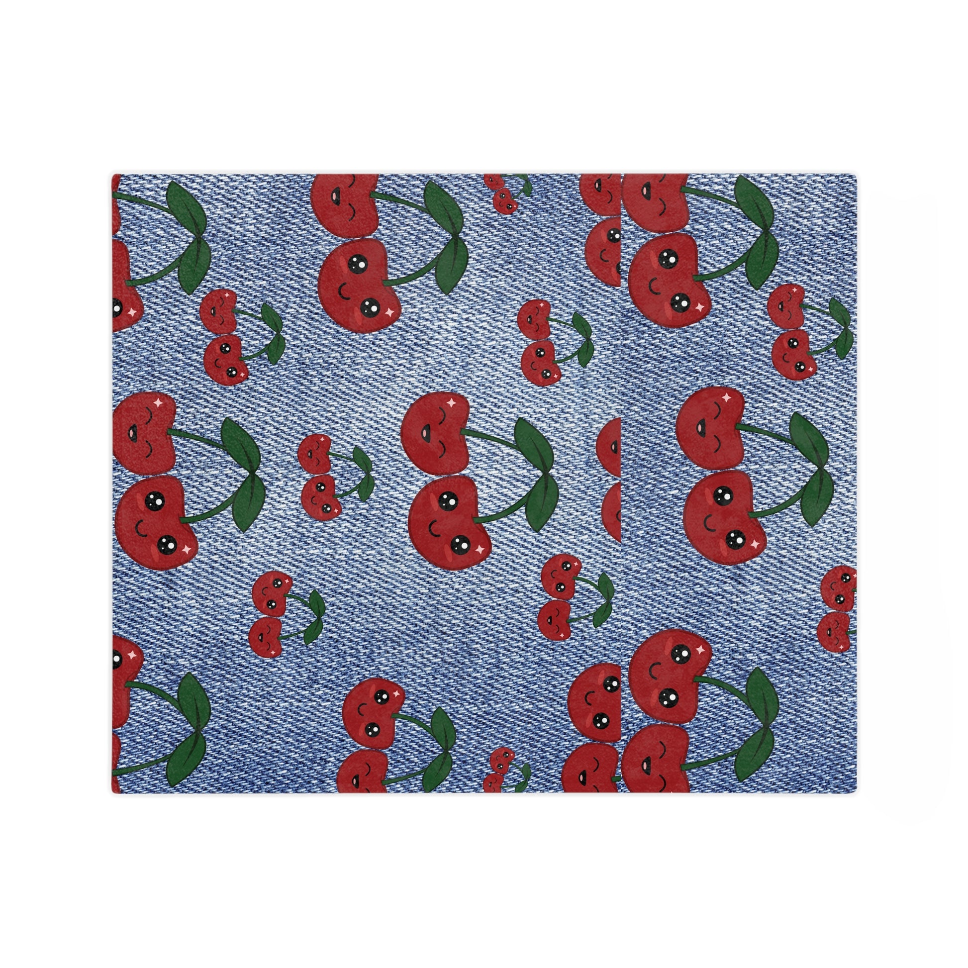 Luxurious Minky Blanket with Faux Denim Cherry Design Cozy Comfort Throw Ultra-Soft Microfiber Comfort Blanket, Perfect for Snuggling Decor, Cozy All-Season Warmth, Blanket Luxurious Comfort Housewarming Gift Throw.