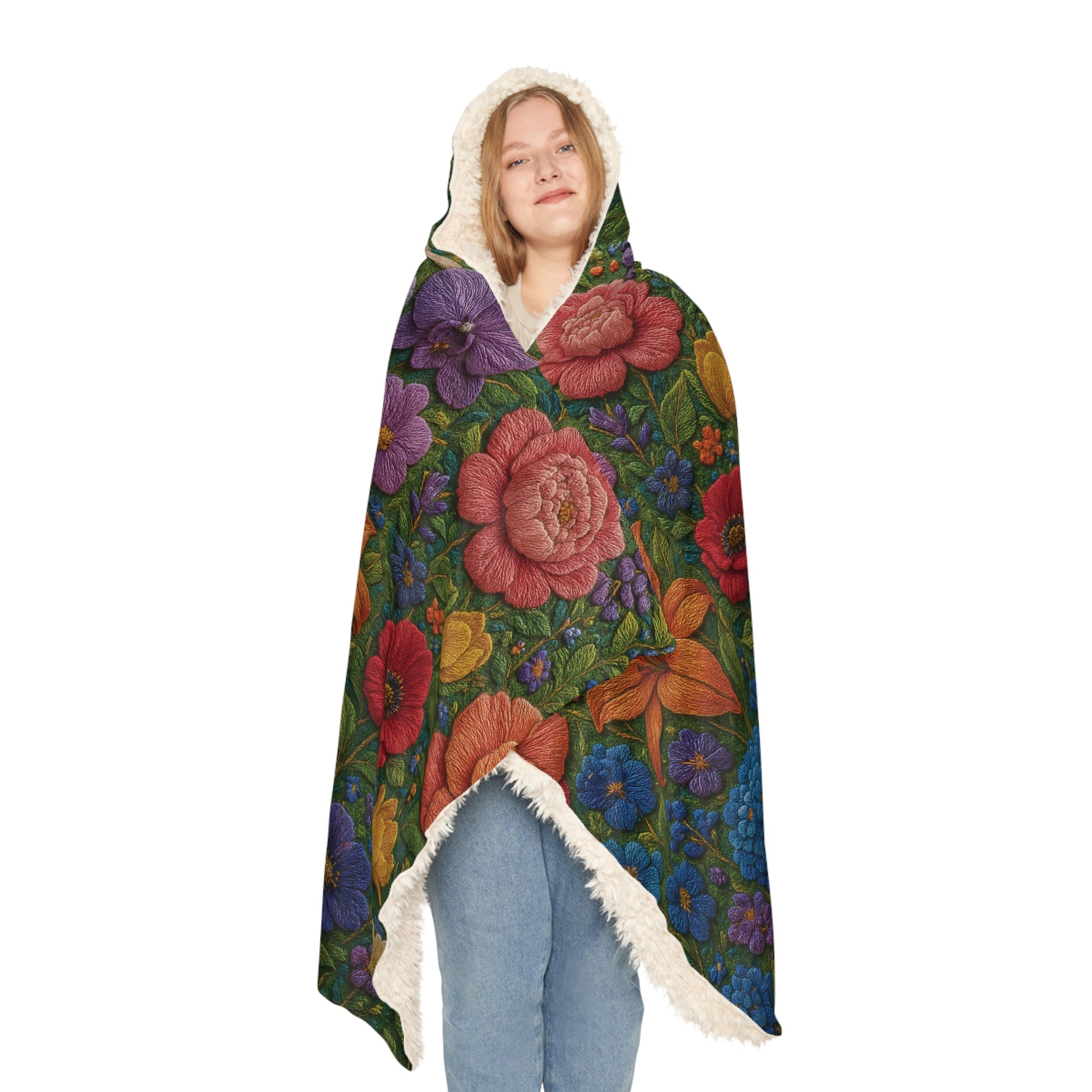 Bright 3D Illusion Flower Hooded Blanket – Ultra-Soft Wearable Throw with Vibrant Floral Art, Cozy Warm Snuggle Gift for Adults & Kids