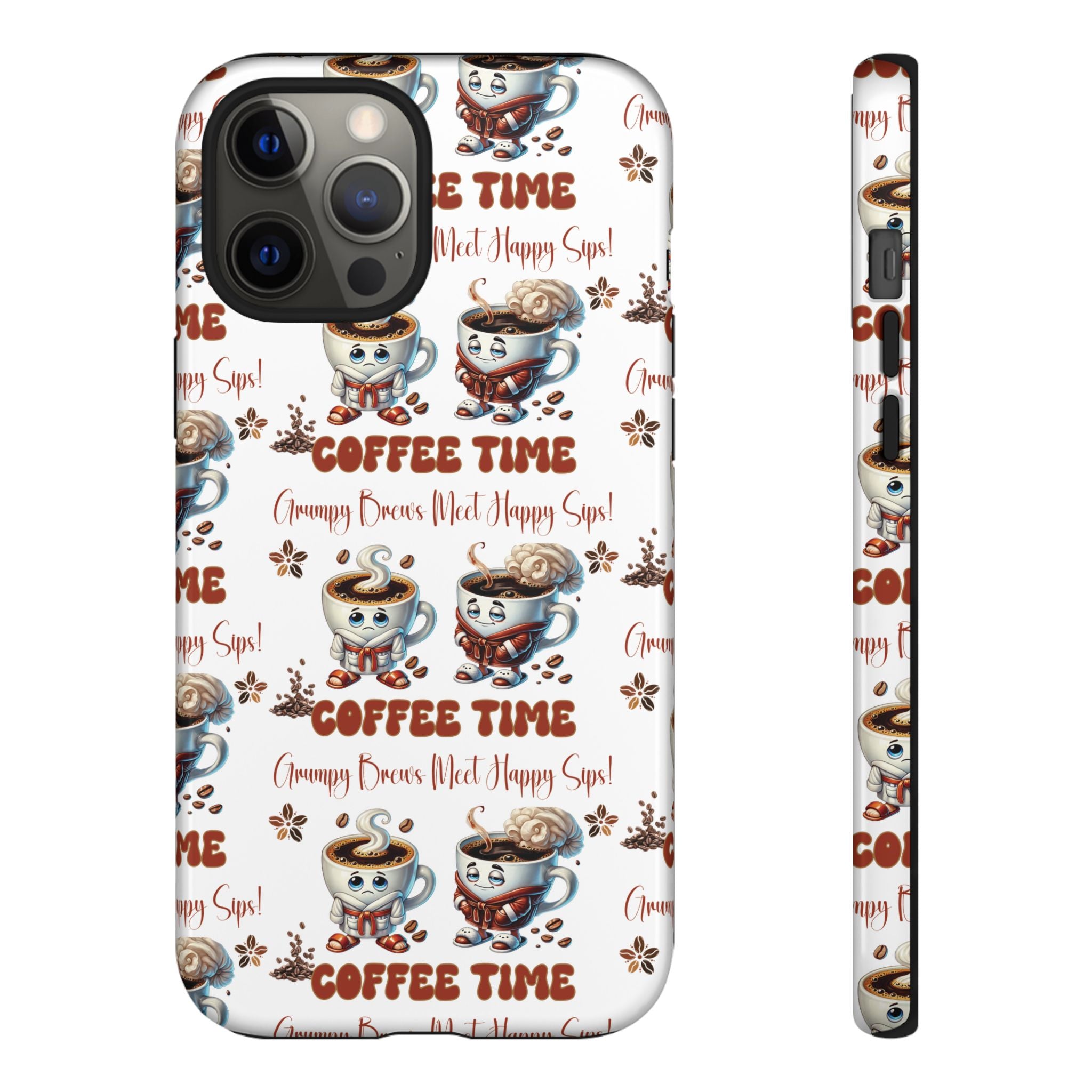 Grumpy Brews Meet Happy Sips Phone Case Compatible with iPhone, Samsung & Pixel | Fun, Durable Protection for Coffee Lovers | Unique Design, Shockproof & Scratch-Resistant Perfect for Coffee Lover - MRSBYVALLE