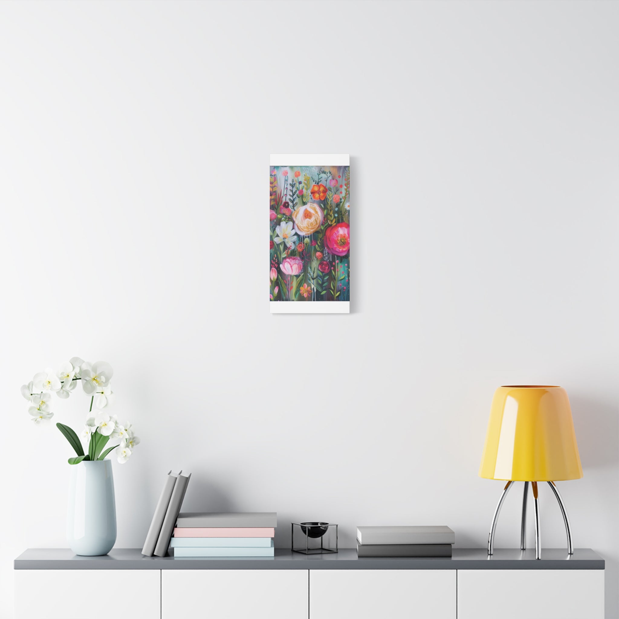 Watercolor Boho Floral Wall Art Matte Canvas Stretched, Vibrant Botanical Design, Perfect for Living Room, Bedroom, or Office Decor, Adds a Stylish Touch to Any Space - MRSBYVALLE