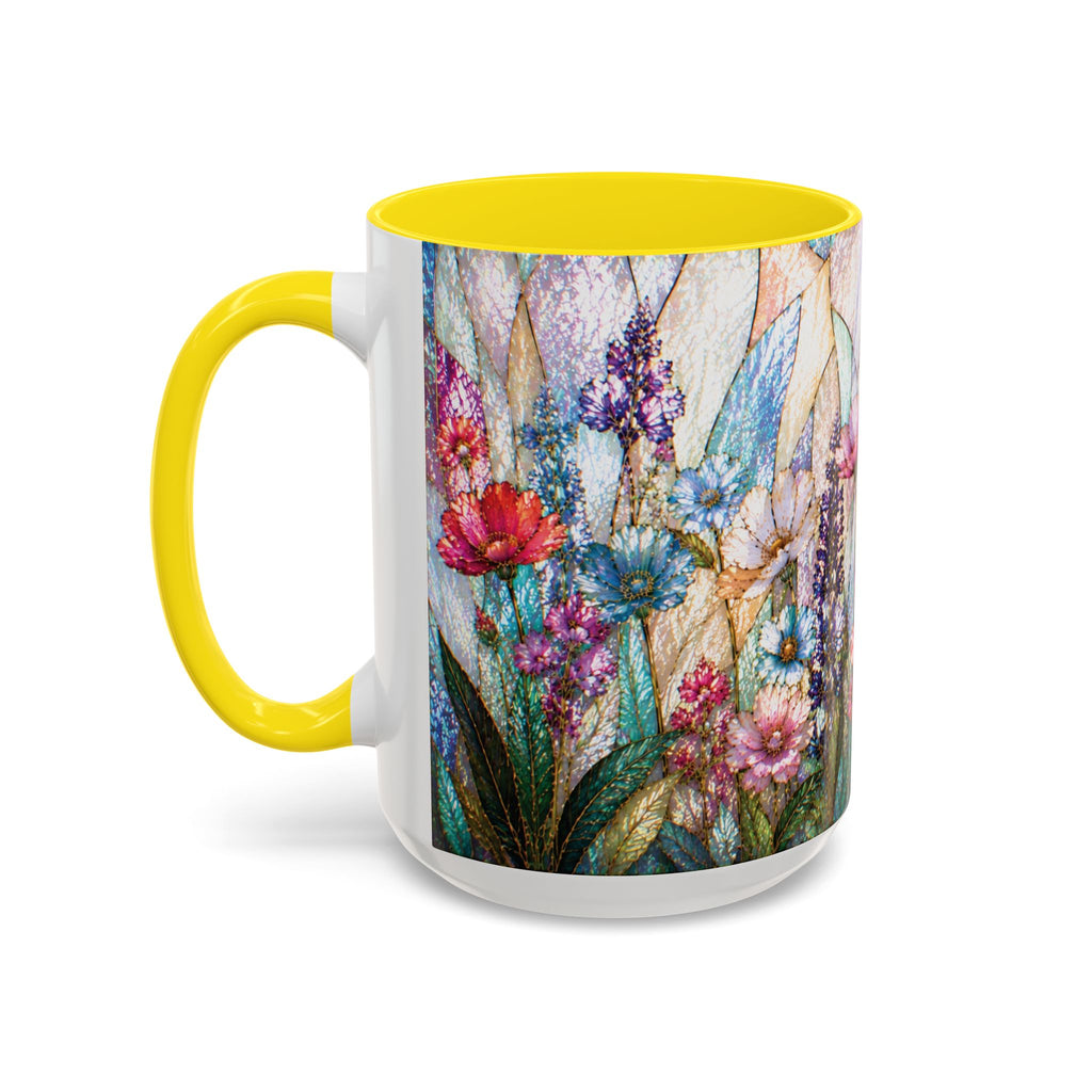 Wildflower Watercolor Coffee Mug Vibrant Wildflower Accent 11/15oz Stain Glass Illusion