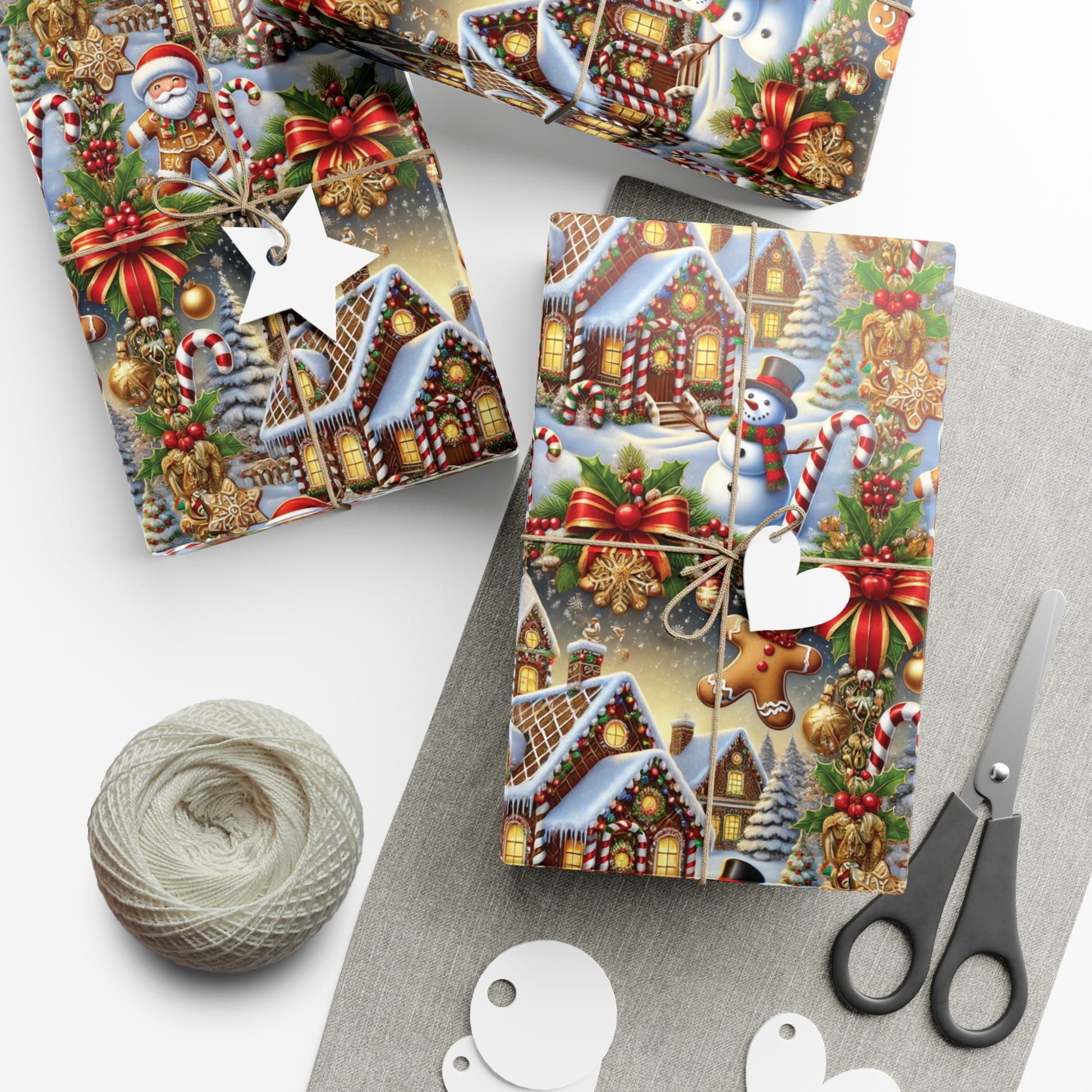Gingerbread House & Snowman Christmas Wrapping Paper Festive Holiday Gift Wrap with Vibrant Perfect for Christmas Presents and Seasonal Decor - MRSBYVALLE