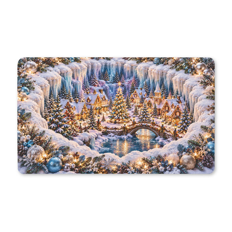 Icy Blue Christmas Village Doormat | Winter Wonderland