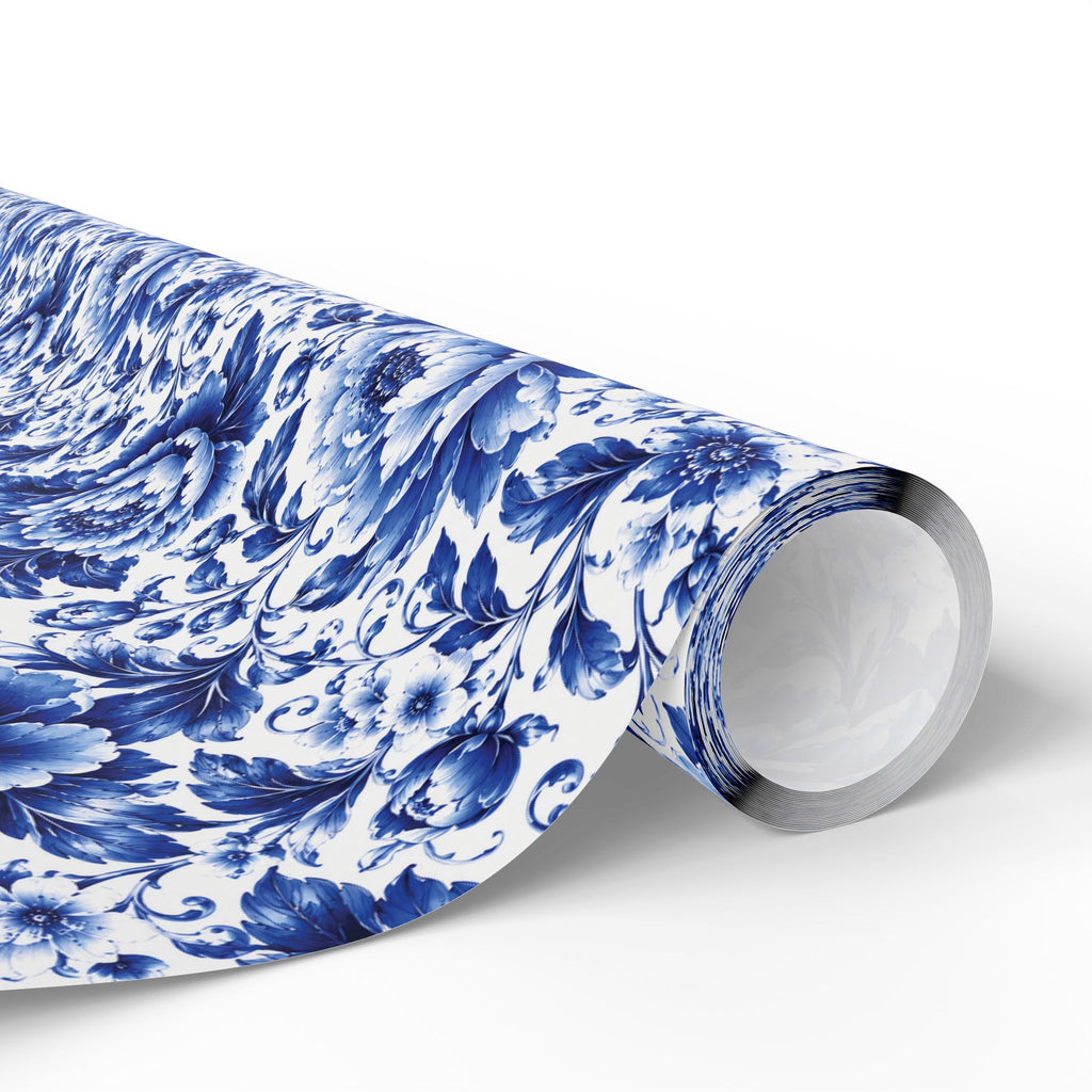 Blue & White Chinoiserie Peony Floral Luxury Gift Wrapping Paper Elegant Gift Wrap for Weddings & Holidays