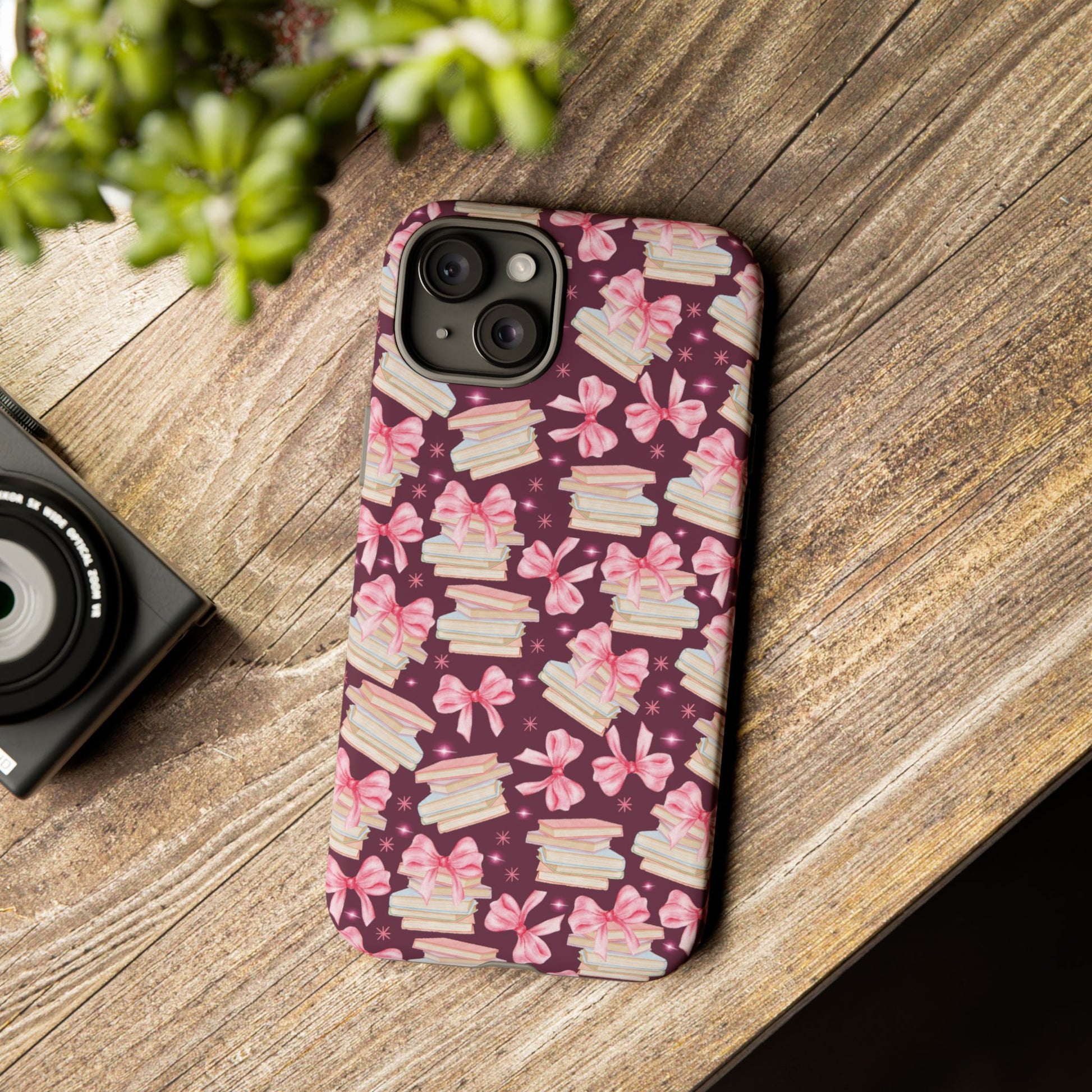 Coquette Pink Bows & Books Phone Case for iPhone 16 15 14 13 12  21 23 Samsung, and Pixel | Stylish Protective Cover Gift for Her Perfect for Floral Lover