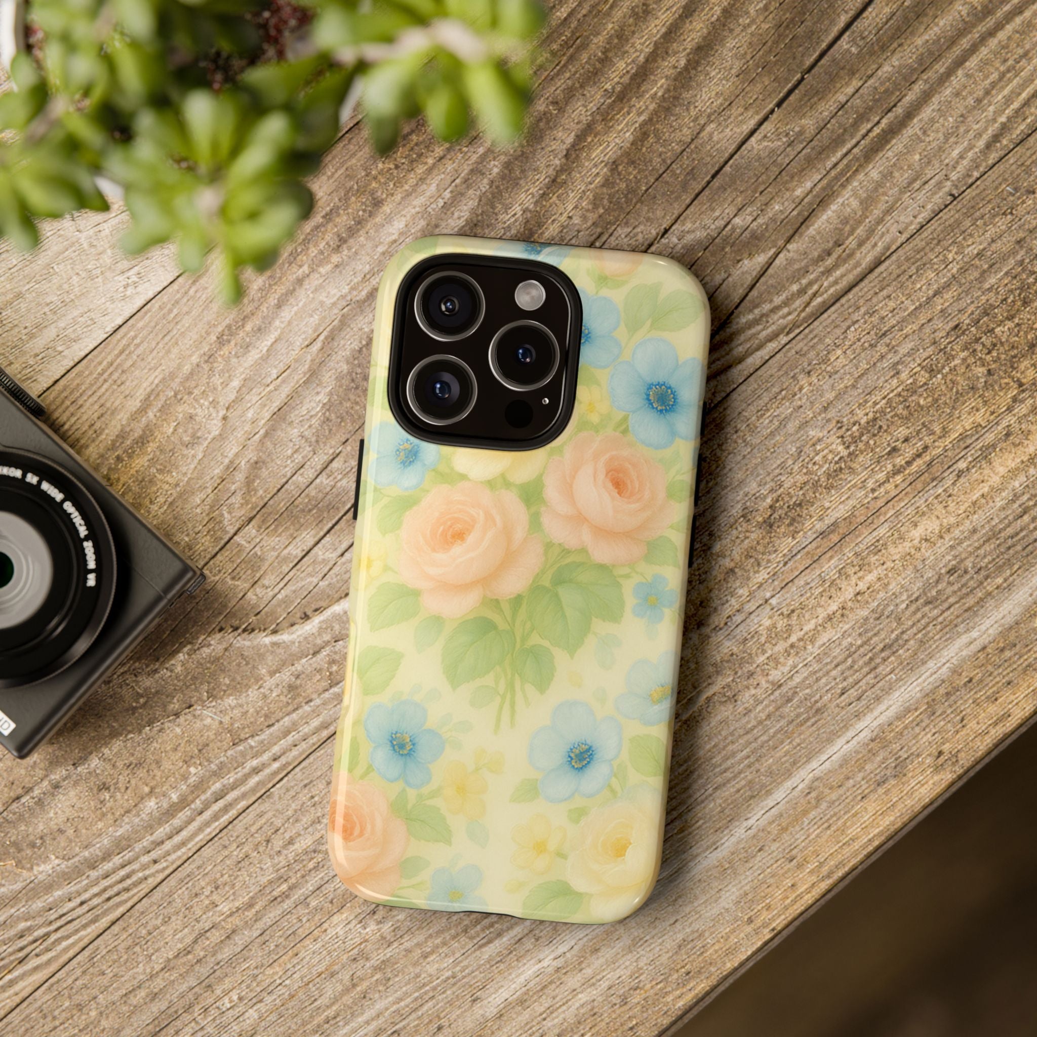 Pastel Yellow Vintage Floral Phone Case  Romantic Cottagecore Aesthetic, Soft Botanical Design, Protective Gift for Her, Fits iPhone & Samsung Models
