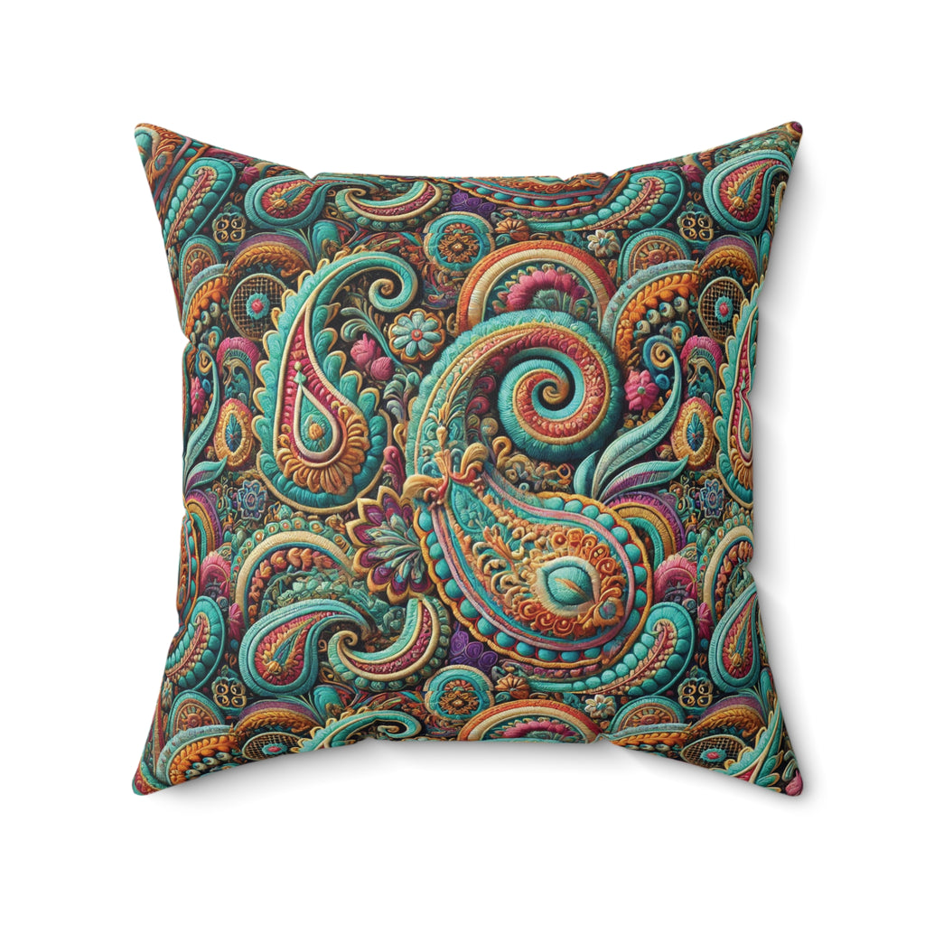 Paisley Floral Pastel Square Pillow Stylish Home Decor Accent for Living Room, Bedroom, or Gifts | Soft & Durable 100% Polyester with Double-Sided Print