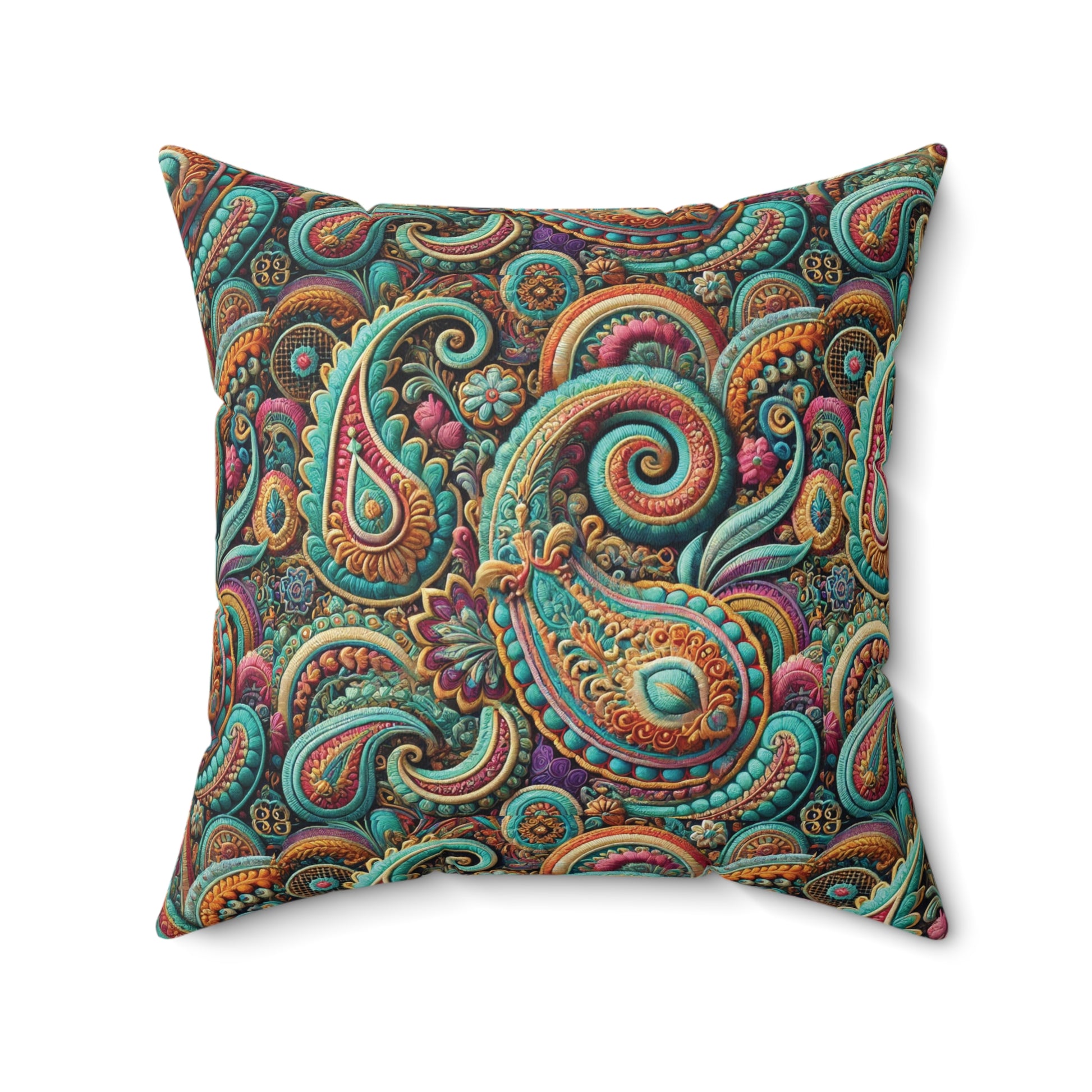 Paisley Floral Pastel Square Pillow Stylish Home Decor Accent for Living Room, Bedroom, or Gifts | Soft & Durable 100% Polyester with Double-Sided Print