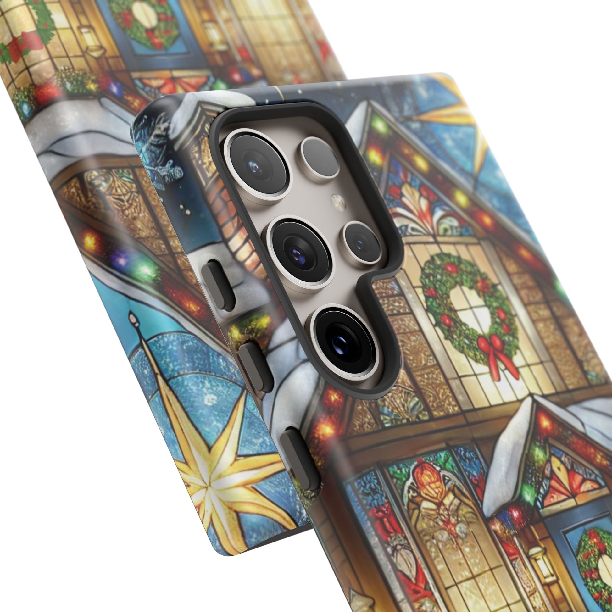 Stain Glass Christmas Phone Case Unique Holiday Protection for Your Device | Stylish & Durable Cover Gift for Her Phone 15, Samsung iPhone Samsung Accessory Gift for Her