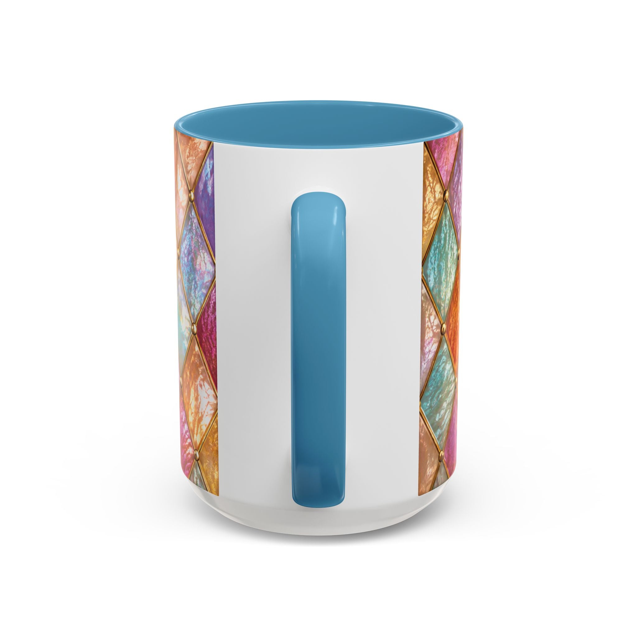 Colorful Jewel-Quilt Accent Coffee Mug — Vibrant Stained-Glass Pattern (11/15oz) Gift for her