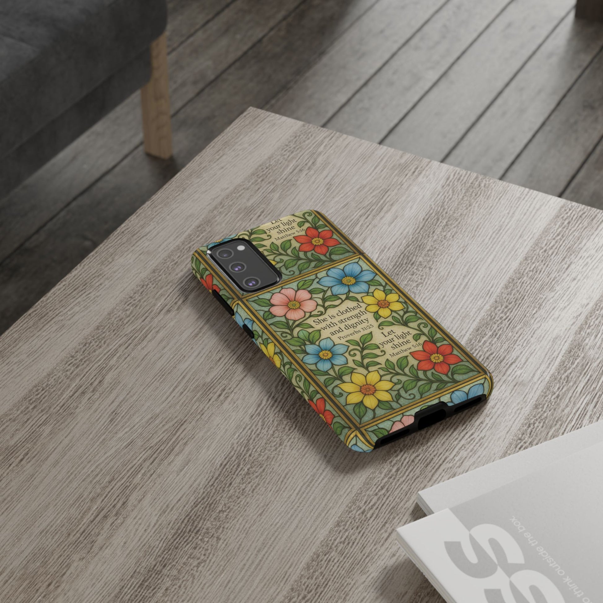 Pastel Floral Stained Glass Bible Verse Phone Case Christian Affirmation, Soft Faith Design, iPhone Samsung Google, Inspirational Gift for HerGift for Christians