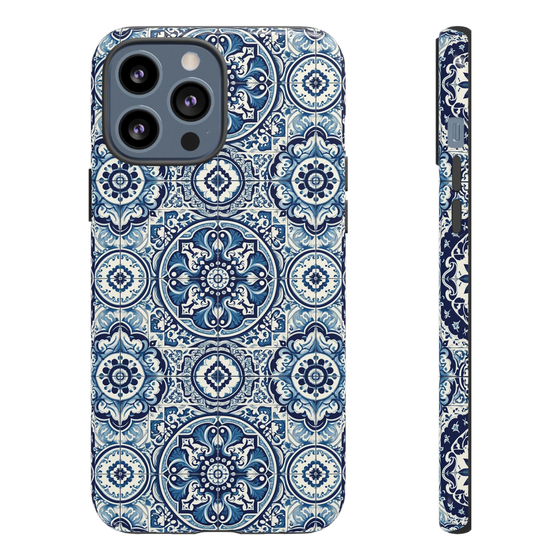 Azulejo Tile Phone Case Elegant Mediterranean Blue Porcelain Design iPhone 17, 16, 15, Samsung iPhone Samsung Accessory Gift for Her