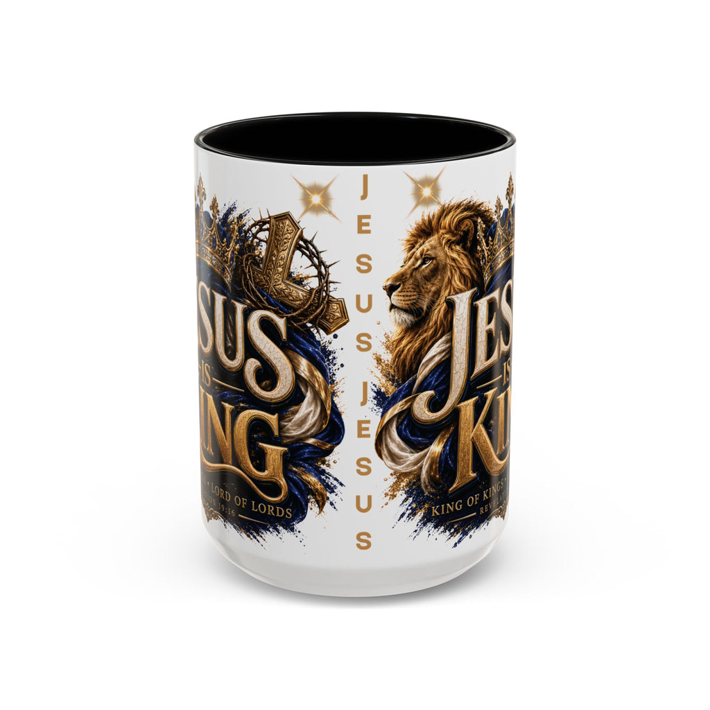 Jesus Is King Coffee Mug Christian Faith Accent Mug (11/15oz) Gift for Dad Mom