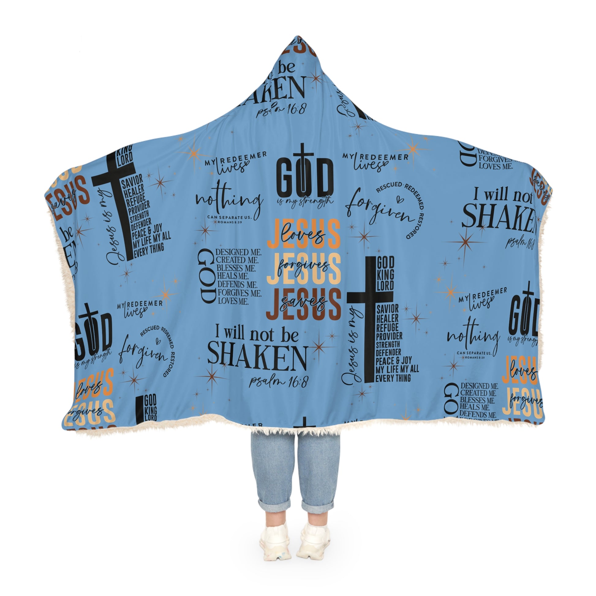 Jesus Quotes Bible Verse Blanket –Hooded Blanket – Ultra-Soft Wearable Throw with Vibrant Floral Art, Cozy Warm Snuggle Gift for Adults & Kids