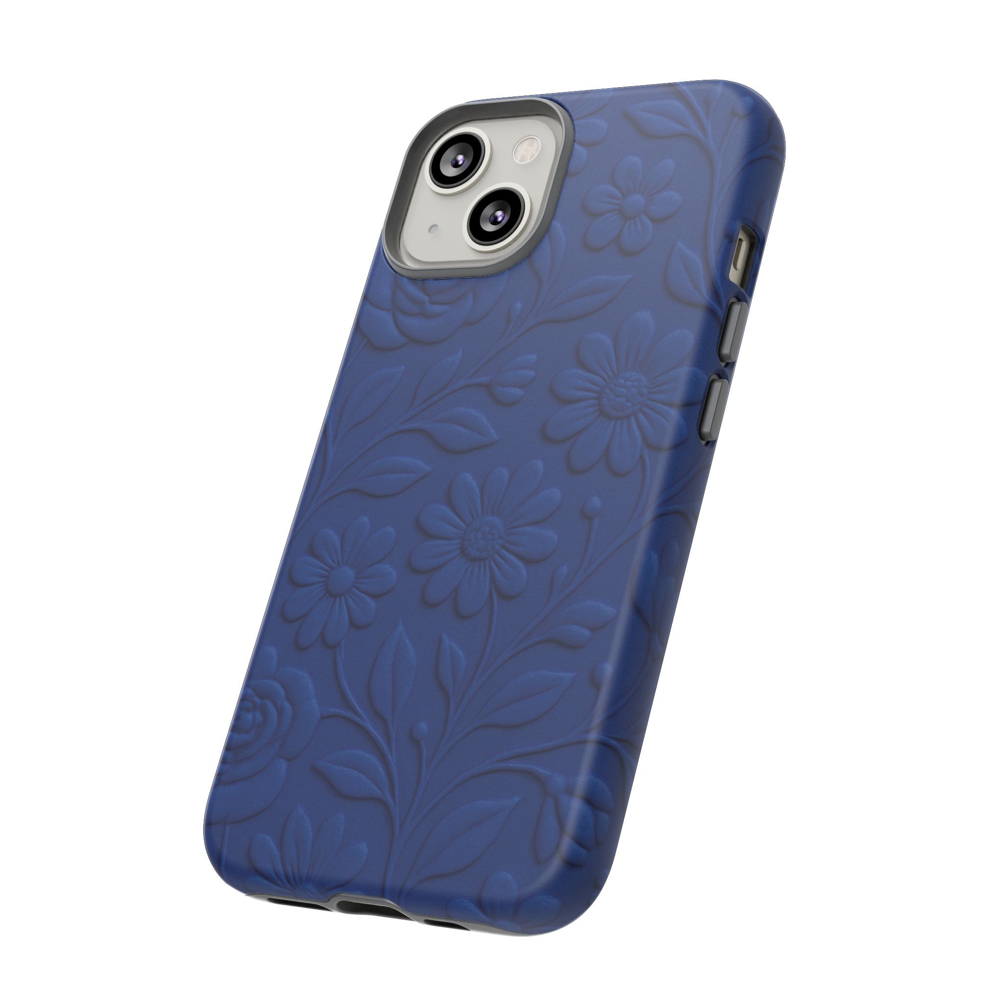 3D Illusion Floral Cobalt Blue Phone Case Elegant Raised Flower Design, Seamless Textured Look, Durable & Stylish Protection for iPhone and Android Models Fits iPhone & Samsung Models